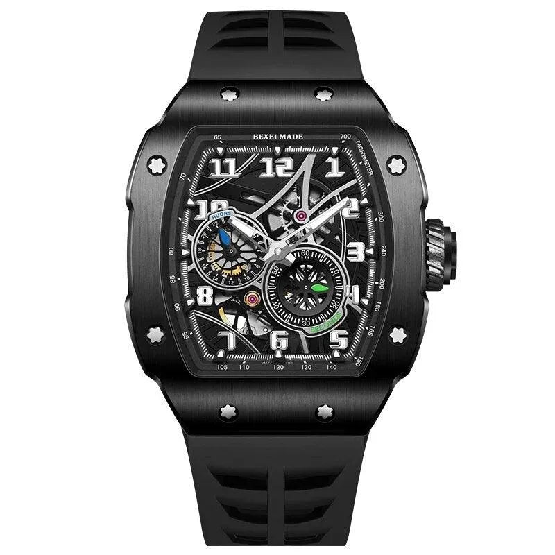 BEXEI 9088 Men's Automatic Watch - Carbon Fiber Case, Miyota 82S7 Movement, Sapphire Crystal, 50M Waterproof, Sporty Wind Design for Outdoor & Business Wear