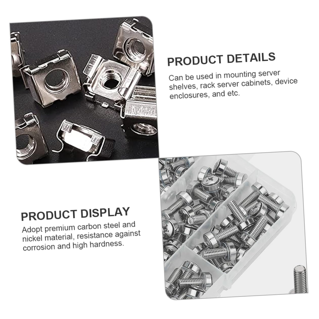 AOKWAWALIY 1 Set Server Rack Screws Kit - Includes Cage Nuts, Rack Mount Screws, and Hardware for Server Cabinets - Durable Carbon Steel Construction - Perfect for IT, Data Center, and Computer Rack Installation