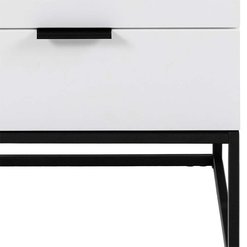 SVANA 40cm White & Black Bedside Table - Perfect for Small Spaces, Bedrooms & Nightstands