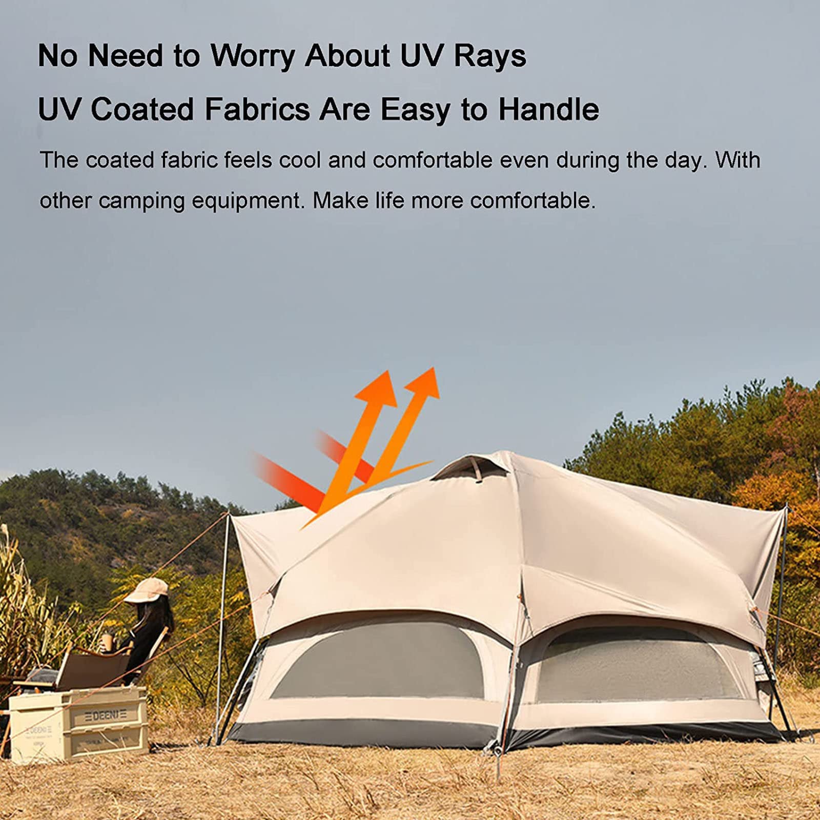 Premium 4-Season Waterproof Glamping Tent for 6-8 People - Luxury Outdoor Yurt with Cotton Canvas for Camping, Festivals & Backyard Glamping - Perfect for Family Adventures & Music Events