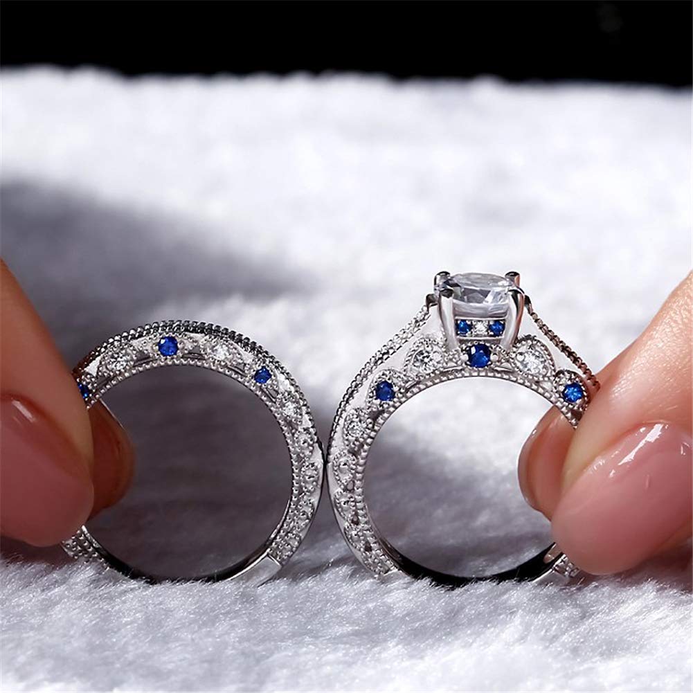 Jeulia CZ Solitaire Engagement Rings for Women - Halo Vintage Round Cut Sterling Silver Wedding Band Set with Jewelry Box - Perfect for Anniversary, Promise, and Bridal Jewelry Gifts