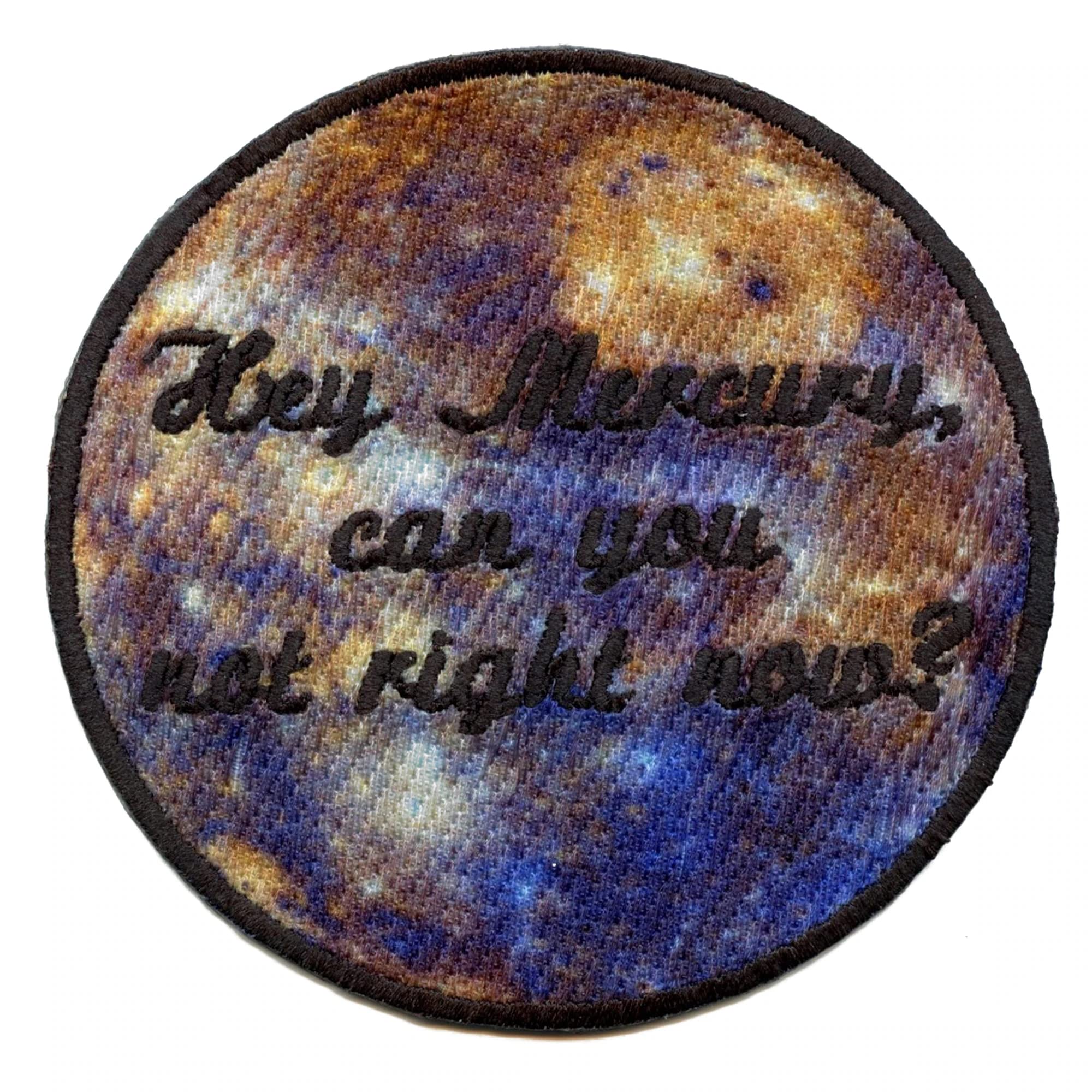 Funny Mercury Retrograde Planetary Iron-On Patch - Embroidered for DIY T-Shirts, Jackets & Bags - Perfect for Astrology Lovers & Humorous Gifts