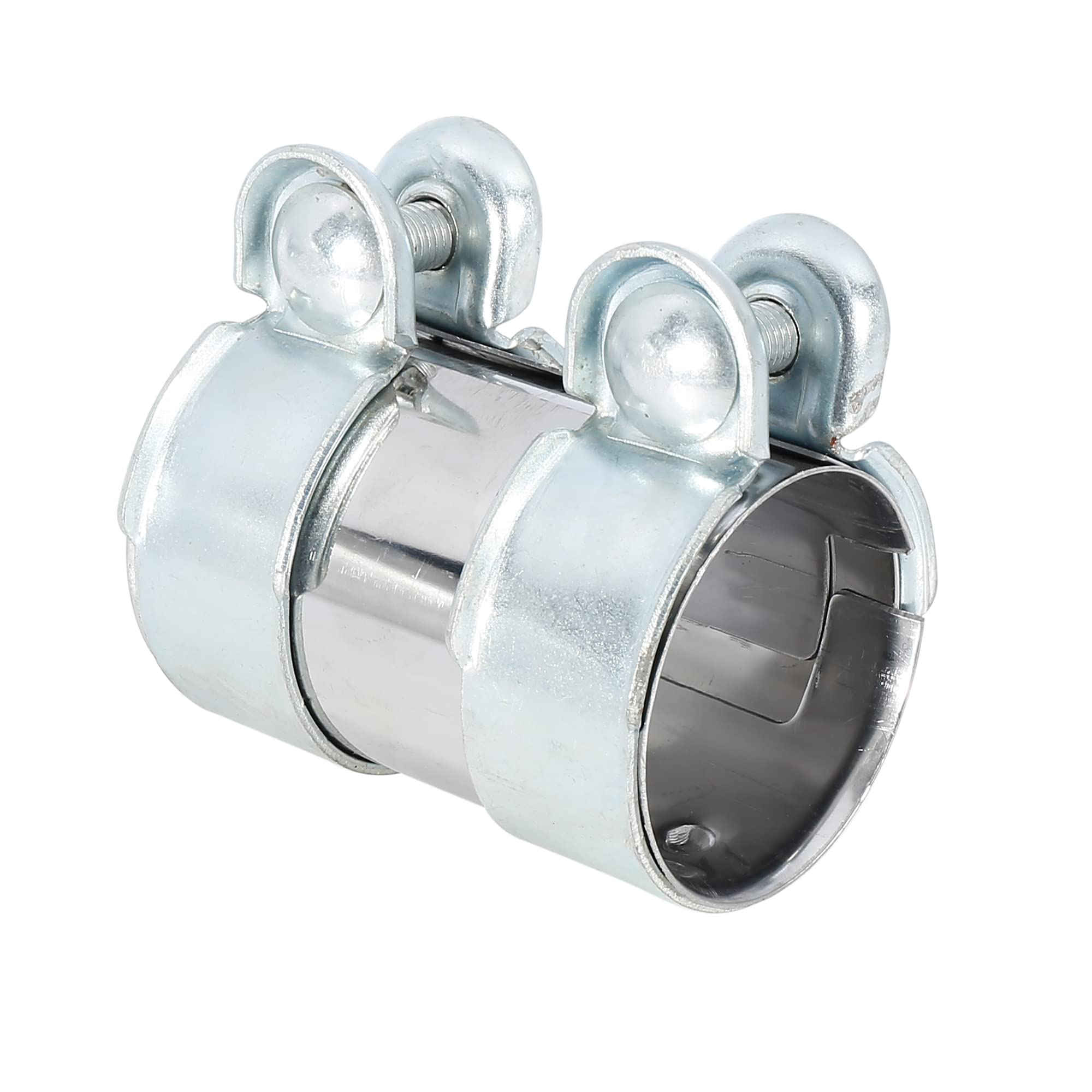 X AUTOHAUX 56 x 94mm Silver Exhaust Pipe Sleeve Connector Clamp Coupler for Seat Toledo & Ibiza - Universal Fit, Durable Stainless Steel, Easy Installation for Car Exhaust Repair & Maintenance