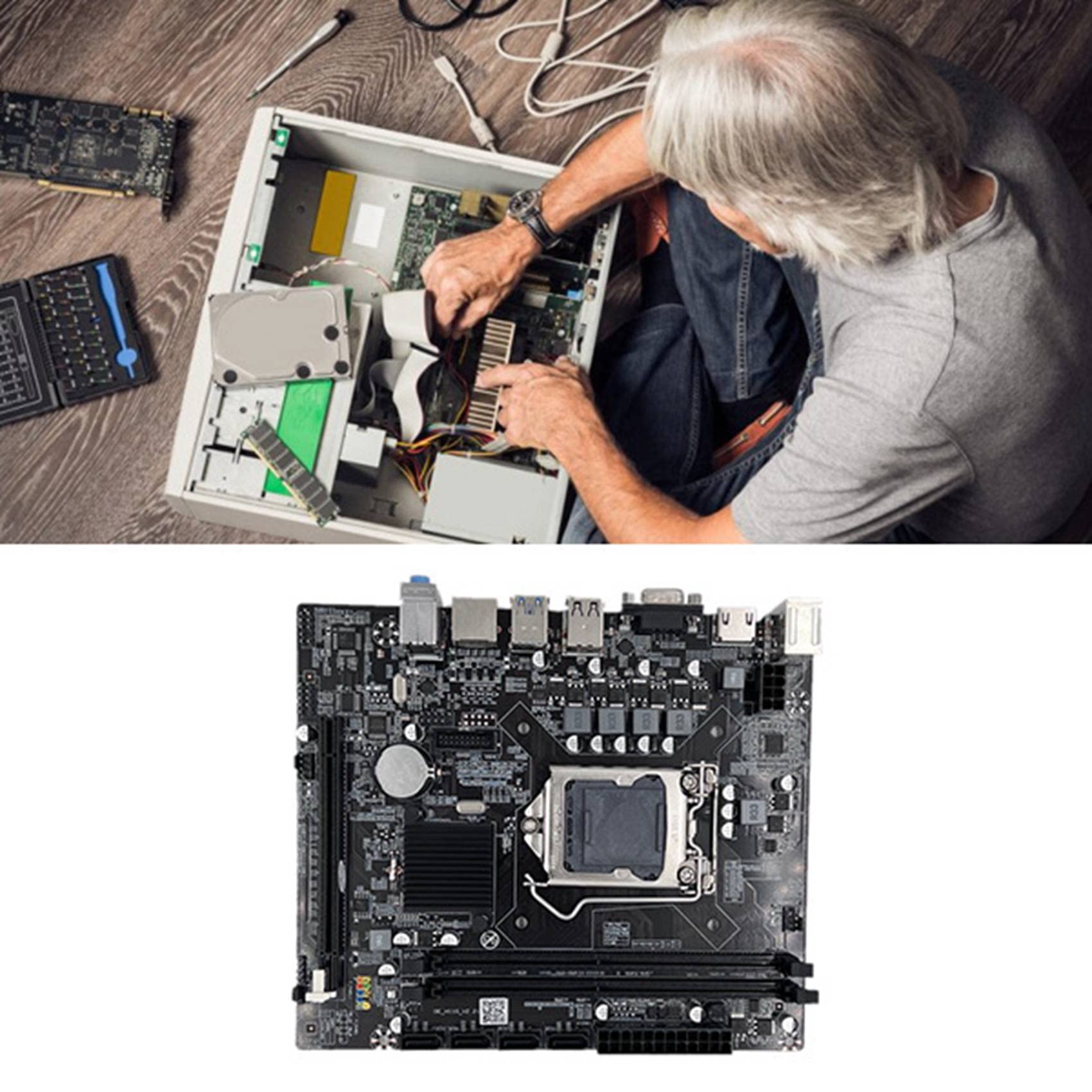 Koanhinn H110 Computer Motherboard - LGA1151 Socket for Intel Celeron G3900/G3930 CPUs | Includes G3930 Processor, 4GB DDR4 2133MHz RAM & Switch Cable | Perfect for Budget Gaming PCs, Home Office Workstations & DIY Computer Builds