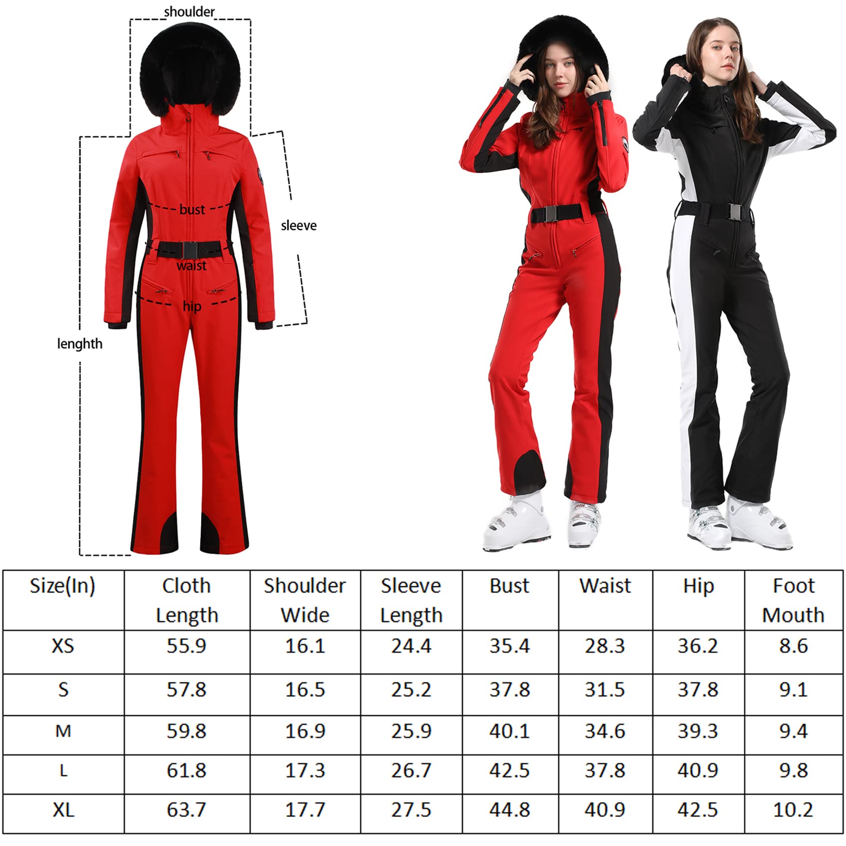 IMPHUT Women's Waterproof Windproof Insulated One Piece Ski Suit - Winter Snowsuit for Skiing, Snowboarding & Outdoor Sports - Perfect for Cold Weather Adventures