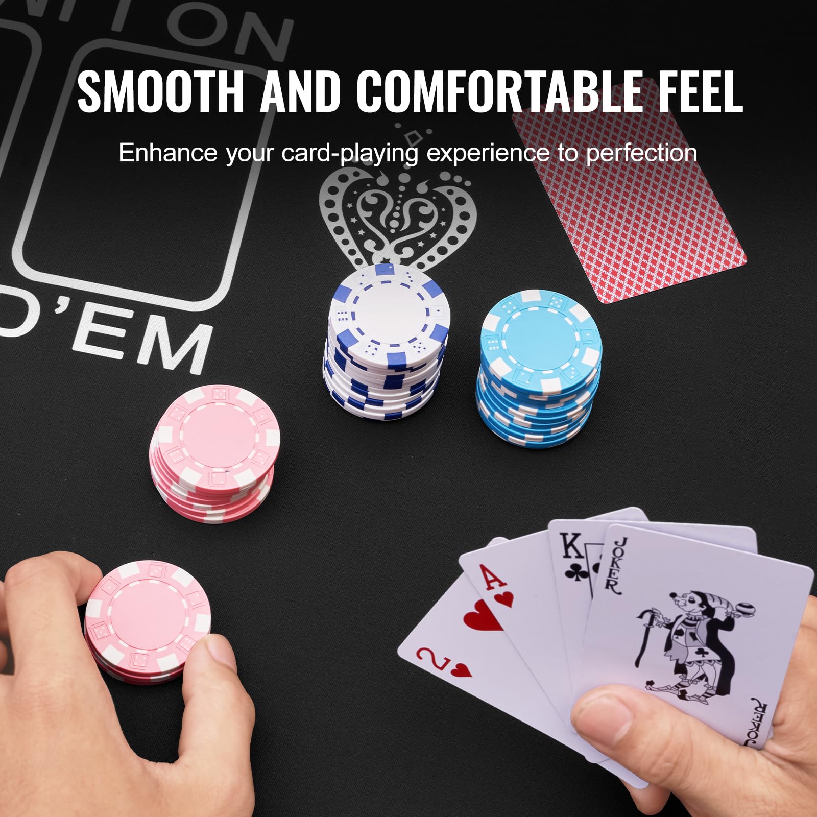 VEVOR 70 x 35 Inch Foldable Poker Table Top with Carrying Bag - 6-8 Player Casino Style Poker Mat for Home Games, Poker Nights & Casino Parties - Perfect for Poker Rooms, Game Nights & Card Tournaments