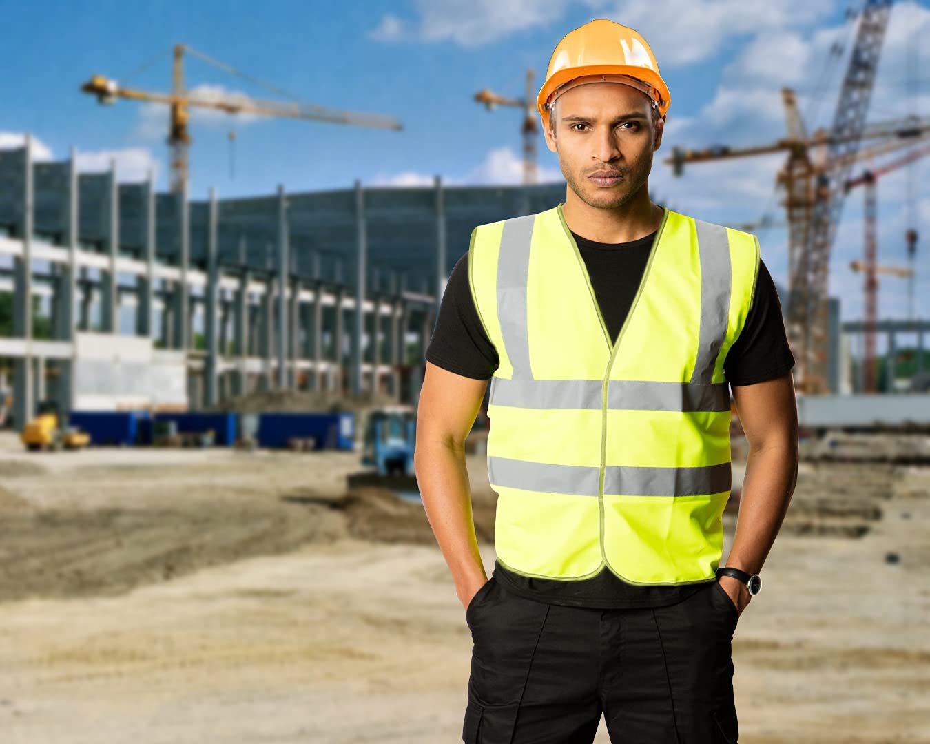 ABC High Visibility Safety Vest for Men & Women - Neon Yellow Reflective Construction Vest for Road Work & Outdoor Safety | OSHA Approved for Night Work & Emergency Use