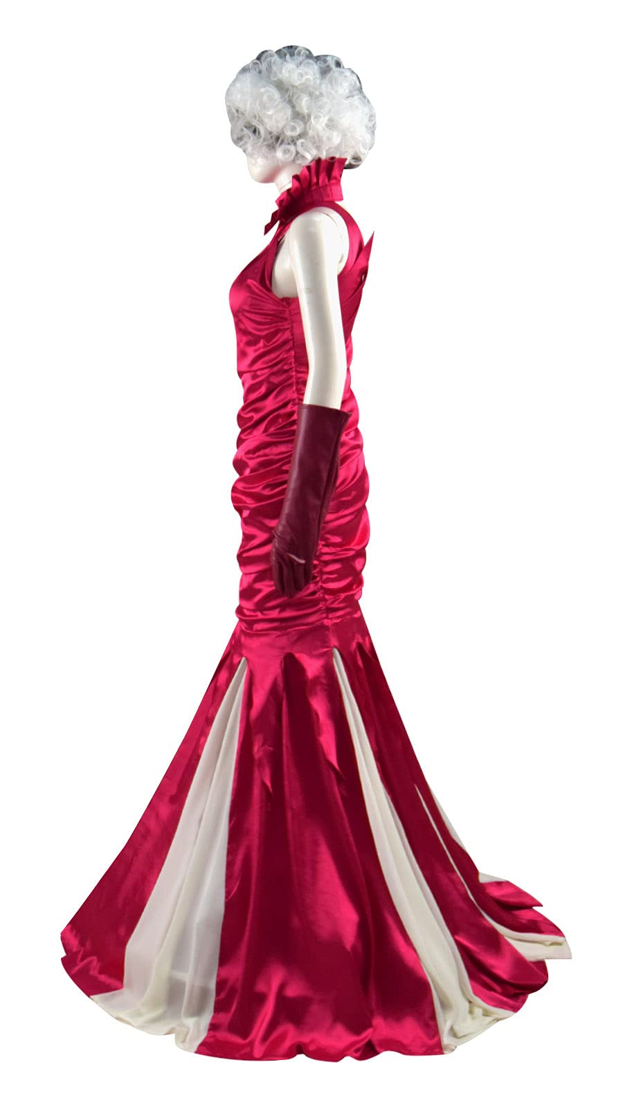 Cruella Devil Costume for Women - Red Dress with Gloves & Mask Set | Halloween Cosplay Outfit | Perfect for Costume Parties, Halloween Events & Themed Dress-Up