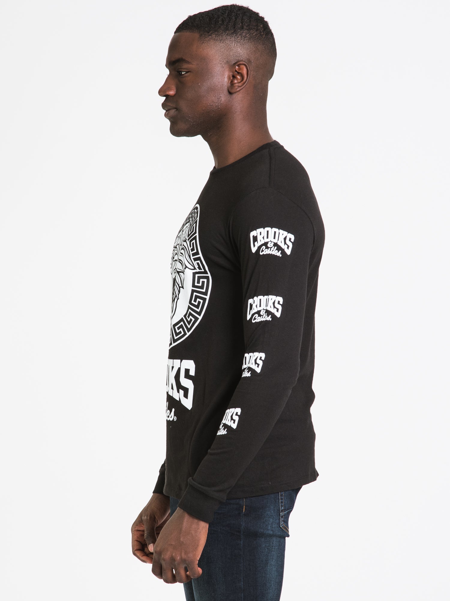 Crooks & Castles Core Logo Bandito Long Sleeve Tee - Men's Graphic Streetwear Shirt for Casual Wear & Urban Fashion | Clearance Sale