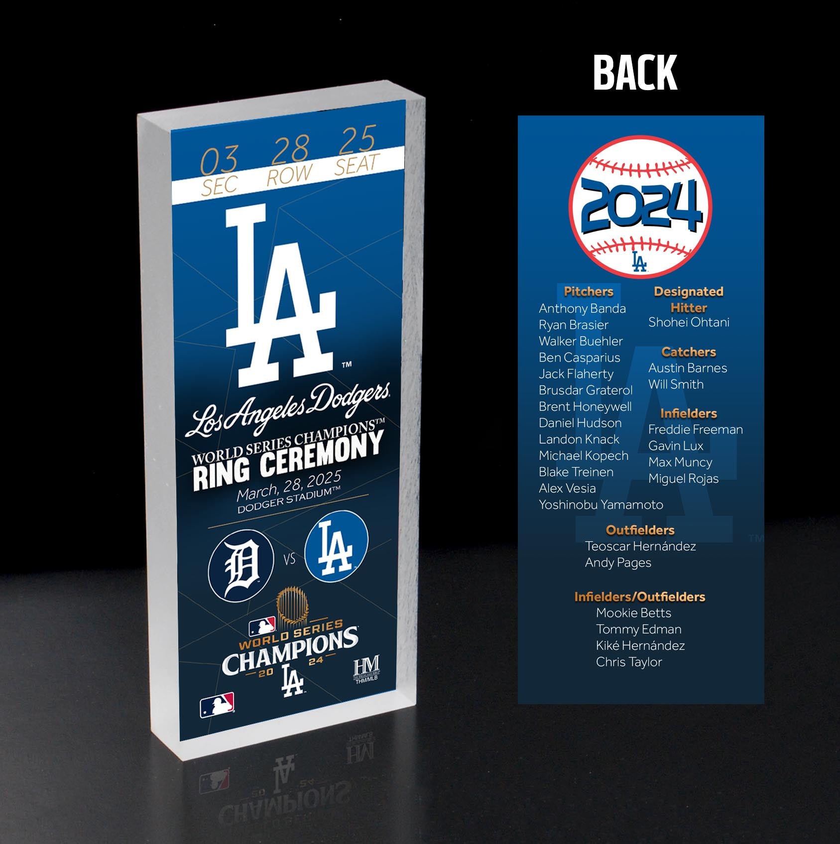2024 Los Angeles Dodgers World Series Champions Ring Ceremony Commemorative 2x6 Ticket Block - Perfect for Collectors, Fans & Sports Memorabilia Displays