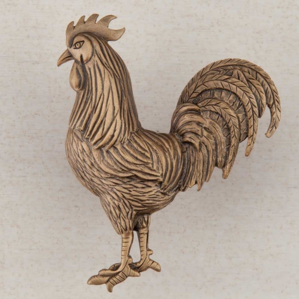 Acorn Artisan Cabinet Knob - Rooster Design in Museum Gold | Vintage Drawer Pulls & Dresser Handles (1 Knob) - Perfect for Farmhouse Kitchens, Bathroom Vanities & Antique Furniture Restoration