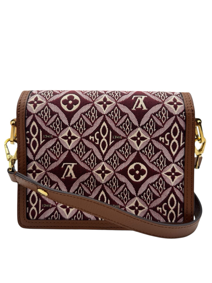 Authentic Louis Vuitton Dauphine Crossbody Bag - Burgundy Jacquard Since 1854 Canvas - Luxury Designer Handbag for Women, Perfect for Work, Travel & Evening Events