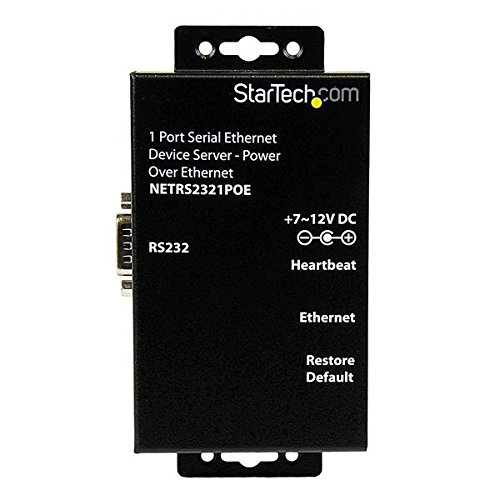 StarTech.com 1 Port RS232 Serial to Ethernet Device Server - PoE Powered (Power Over Ethernet) - Serial over IP Adapter for Remote Access - Ideal for Industrial Automation, POS Systems & Data Centers (NETRS2321POE)