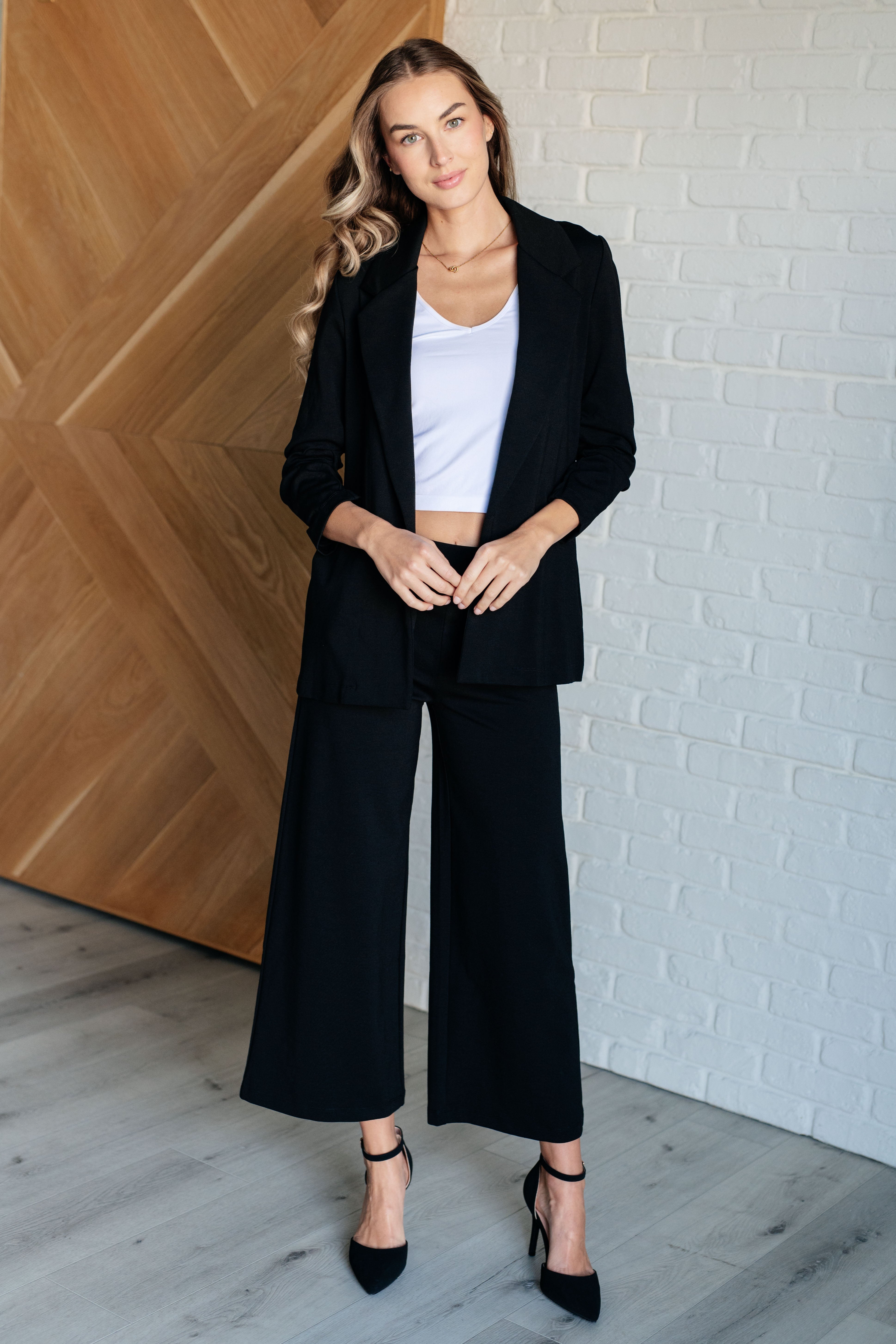 Magic Wide Leg Crop Pants for Women - High Waisted Stretchy Black Lounge Pants | Perfect for Yoga, Travel & Casual Wear