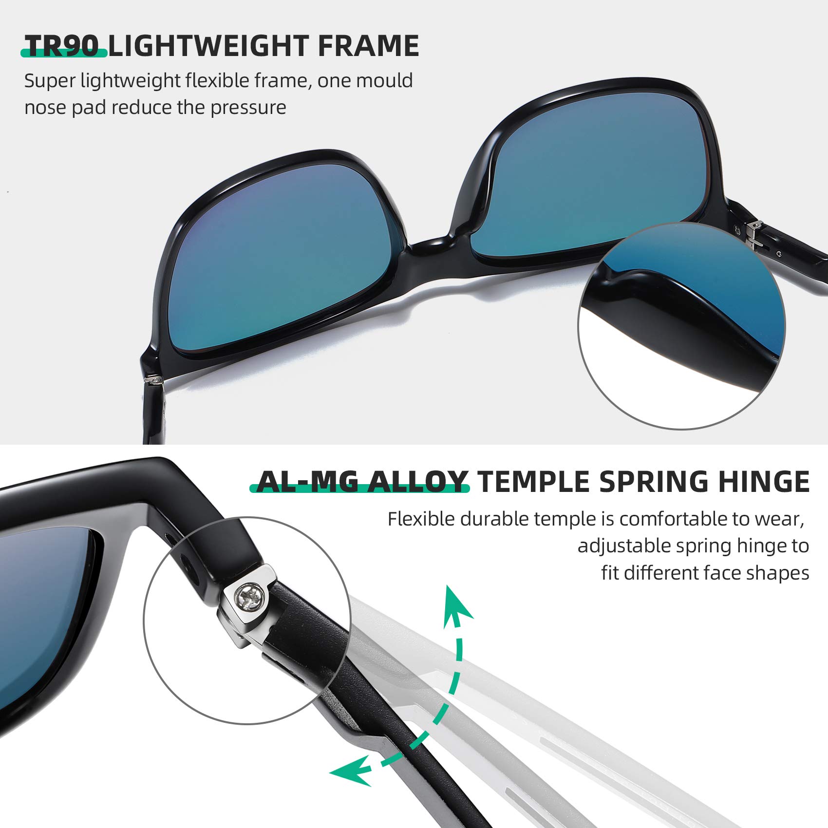 WOWSUN Polarized Sunglasses for Men - Retro Square Metal Frame Aluminum UV Protection - Perfect for Driving, Fishing, Outdoor Sports & Summer Fashion