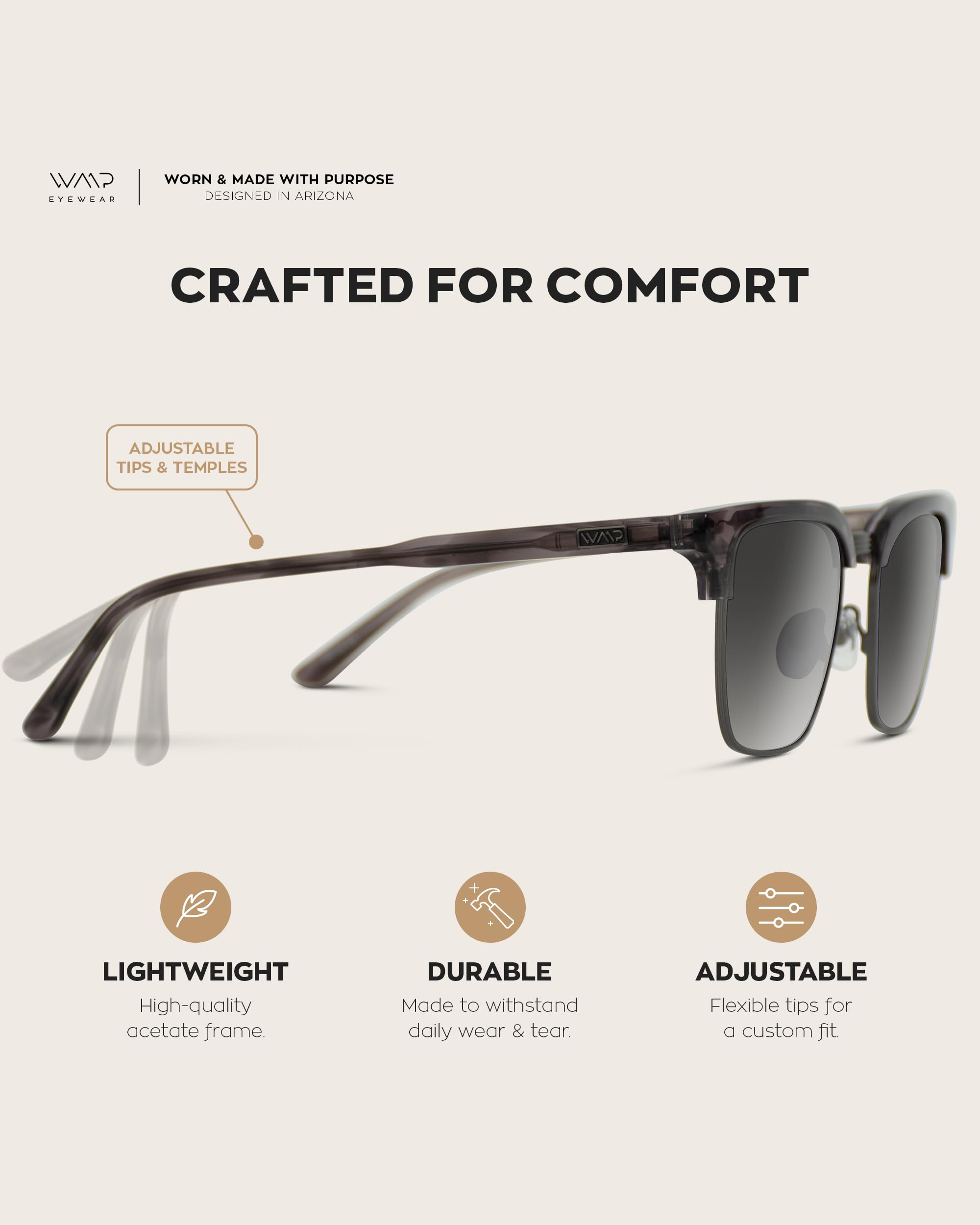 WearMe Pro Modern Semi-Rimless Rectangular Polarized Sunglasses for Men & Women - UV Protection, Lightweight & Stylish for Driving, Beach & Outdoor Activities