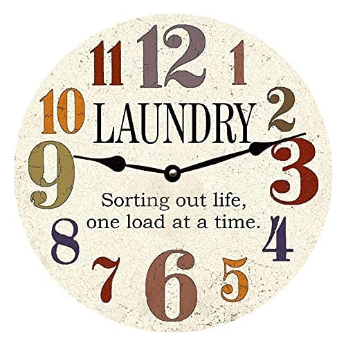 FoDuoDuo 10 Inch Silent Non-Ticking Wooden Wall Clock - Rustic Farmhouse Decor with Arabic Numerals, Perfect for Laundry Room, Kitchen, Living Room & Bedroom (10