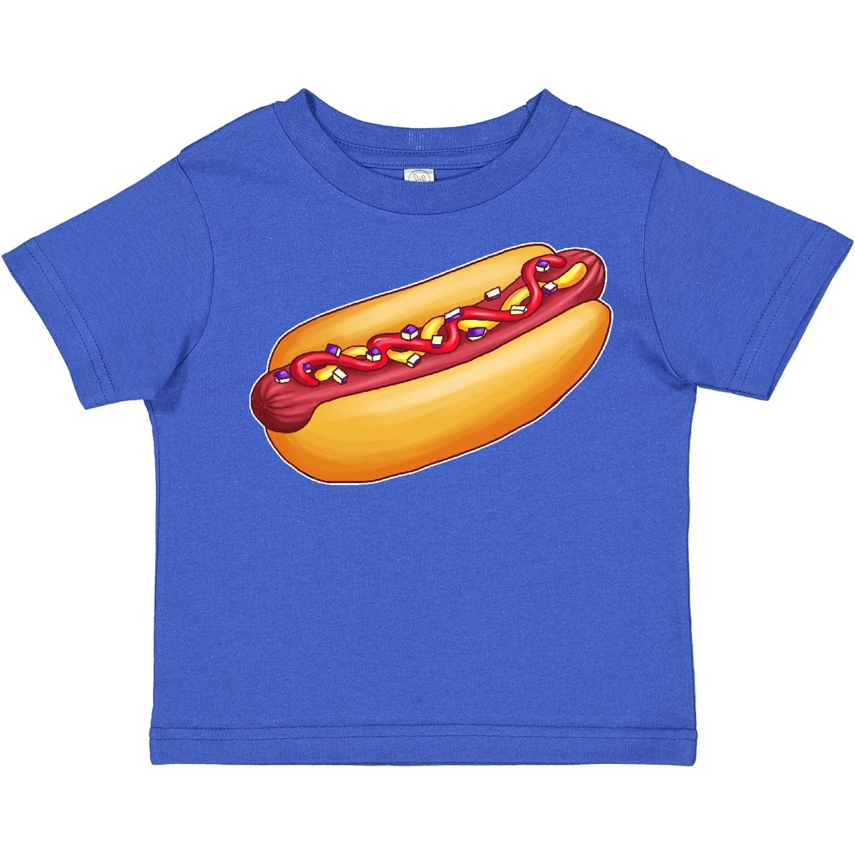 Inktastic Hot Dog Illustration Toddler T-Shirt - Cute Mustard, Onions & Ketchup Design for Kids | Perfect for Playdates, Birthday Parties & Family Outings