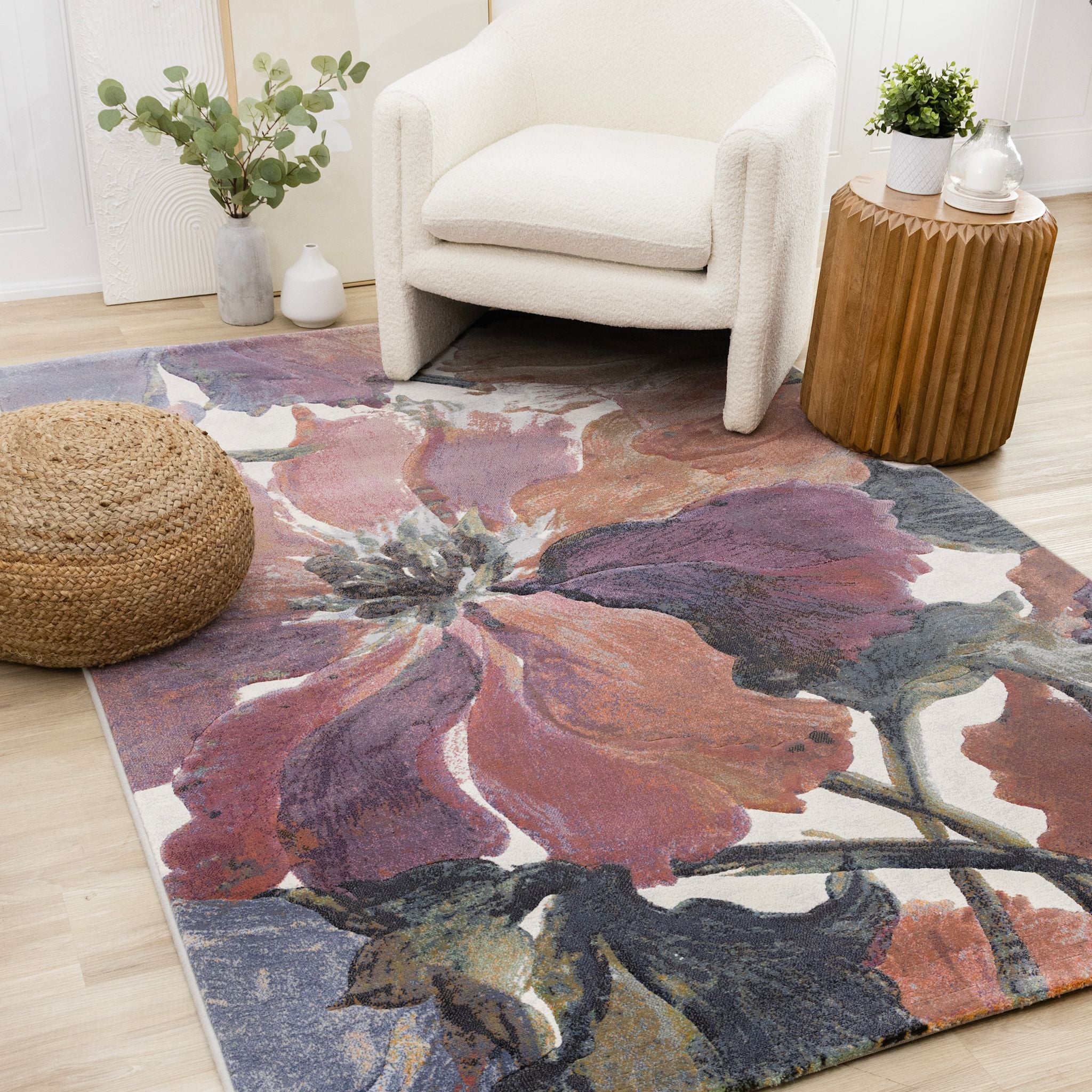 5x8 Aurora Area Rug - Soft Modern Boho Rug for Living Room, Bedroom, Dining Room - Non-Slip Comfortable Floor Carpet for Home Decor