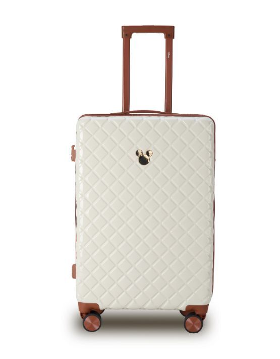 Disney Mickey Mouse Medium 4-Wheel Spinner Luggage 66cm (26 Inches) Ivory/Tan Suitcase - Perfect for Travel, Vacations & Disney Theme Park Trips