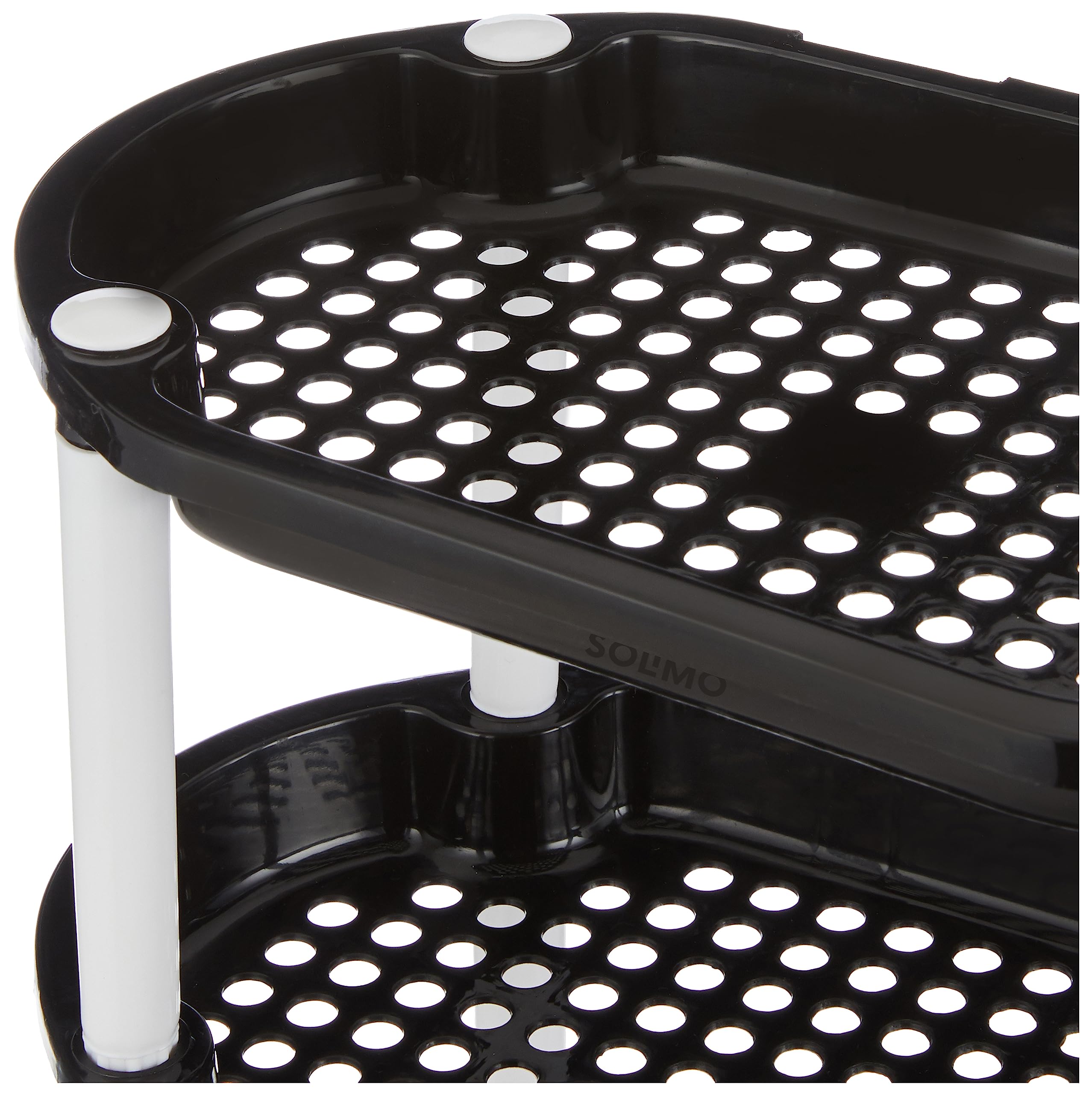 Solimo 4-Tier Plastic Storage Shelf - Multipurpose Organizer for Kitchen, Living Room, Puja Room, Kids Room & Balcony (Oval Shape, Black & White) | Space-Saving Home & Office Organization Solution