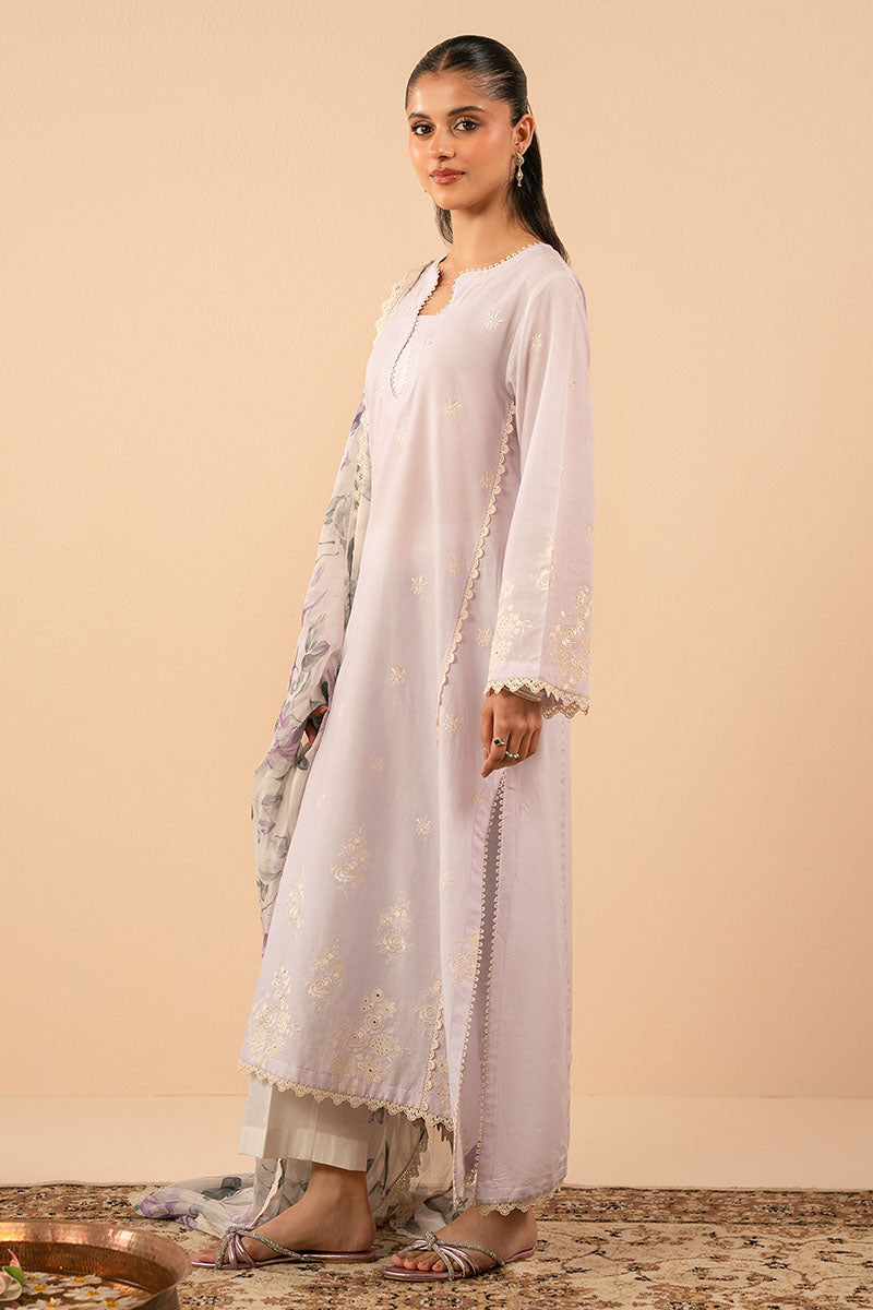 LILAC GLEAM 2-Piece Set - Women's Embroidered Shirt & Dupatta Scarf | Elegant Indian Ethnic Wear for Parties, Weddings & Festive Occasions