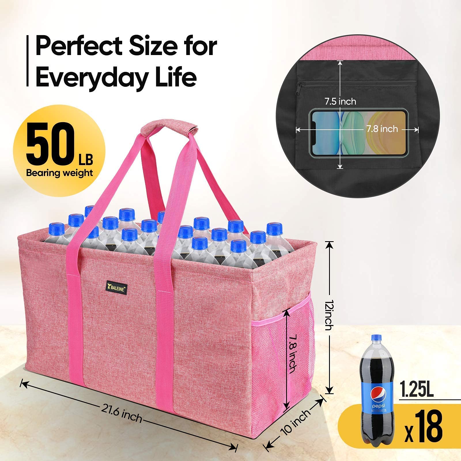 BALEINE Large Utility Tote Bag with Metal Wire Frame - Durable Shopping, Beach & Grocery Bag for Women | Perfect for Work, Travel & Everyday Use