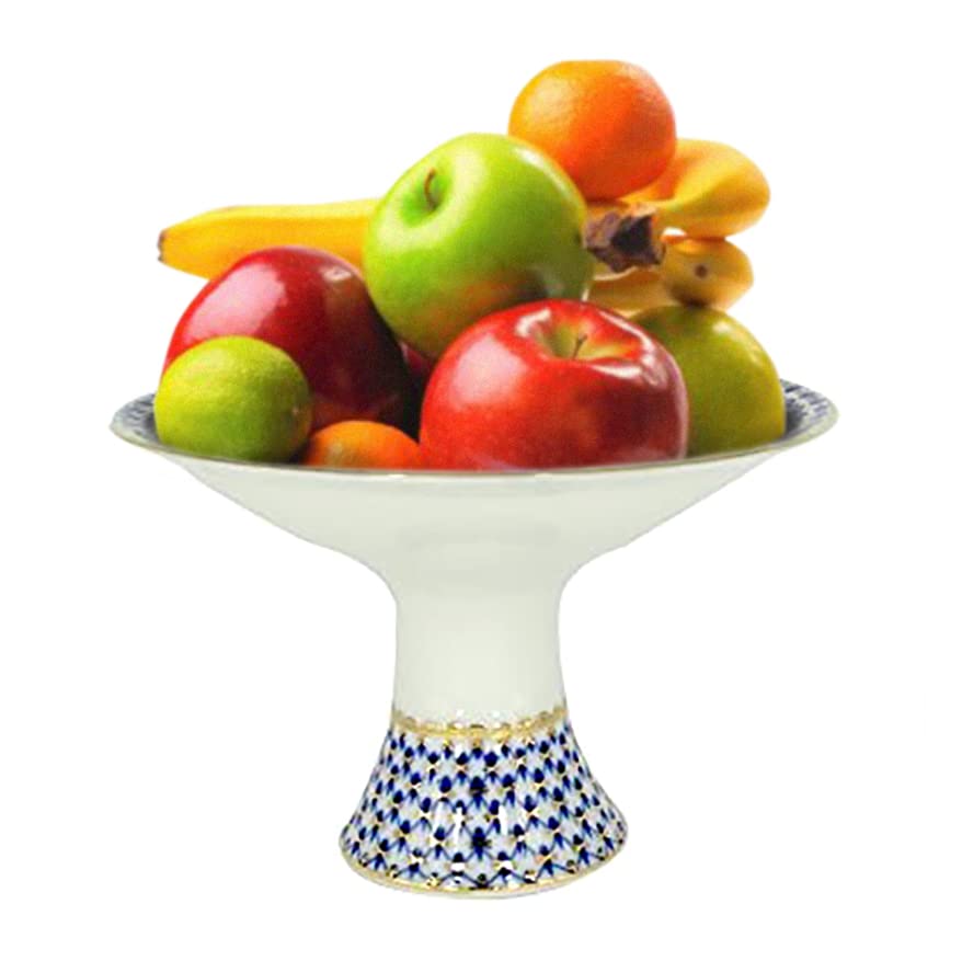 Lomonosov Porcelain Fruit Vase - Cobalt Net Pattern, 7.3