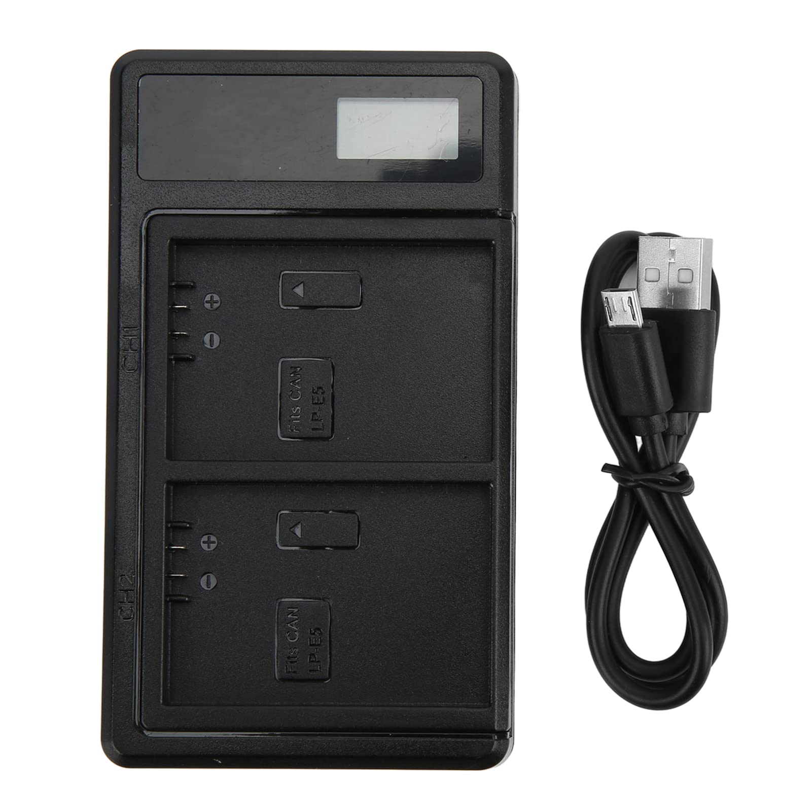 Dual Battery Charger for Action Camera with LCD Display - Fast Charging LP-E5 Battery & Dual USB Ports - Perfect for Travel, Vlogging, and Outdoor Photography Accessories