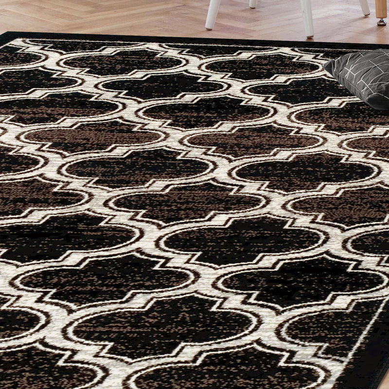 Bohemian Geometric Trellis Lattice Indoor Area Rug - Non-Slip Soft Living Room Carpet for Bedroom, Nursery, Dorm & Home Decor