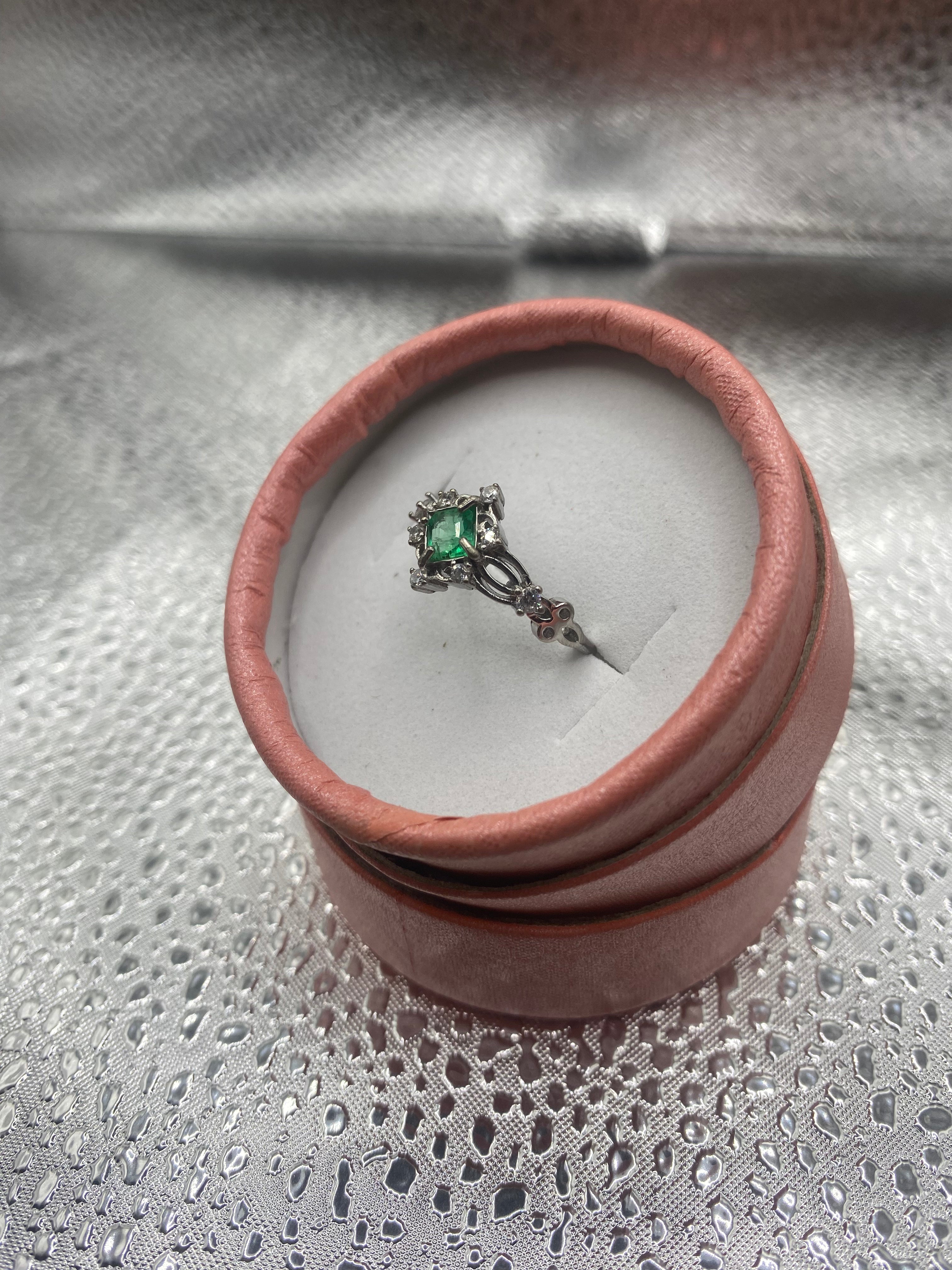 Natural Emerald Real Silver Square Ring for Women | Genuine Green Gemstone Jewelry | Elegant Gift for Birthday, Anniversary & Special Occasions