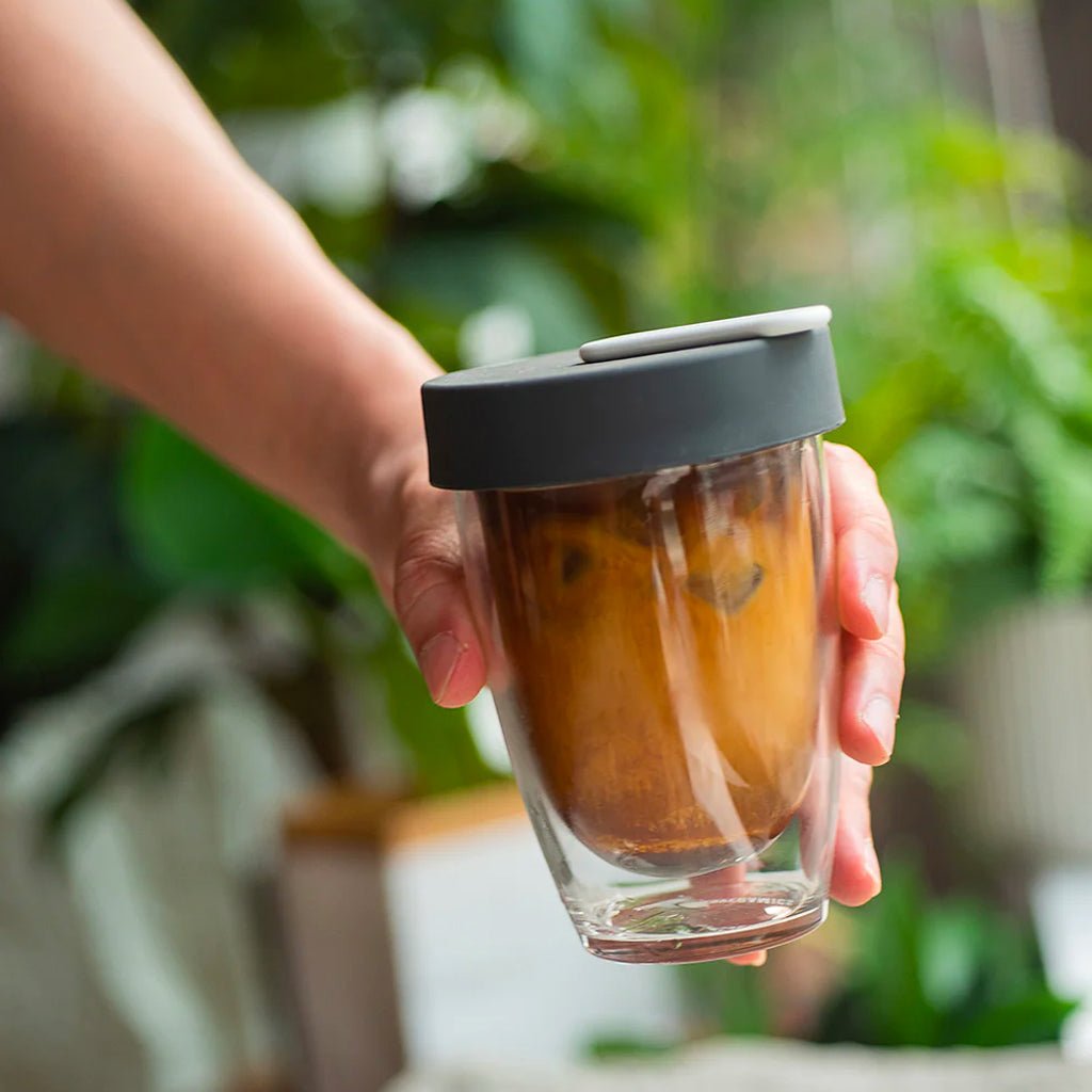 Loveramics Nomad 250ml Clear Glass Reusable Coffee Cup - Eco-Friendly Travel Mug for Hot & Cold Drinks, Perfect for Home, Office, Camping and Outdoor Use