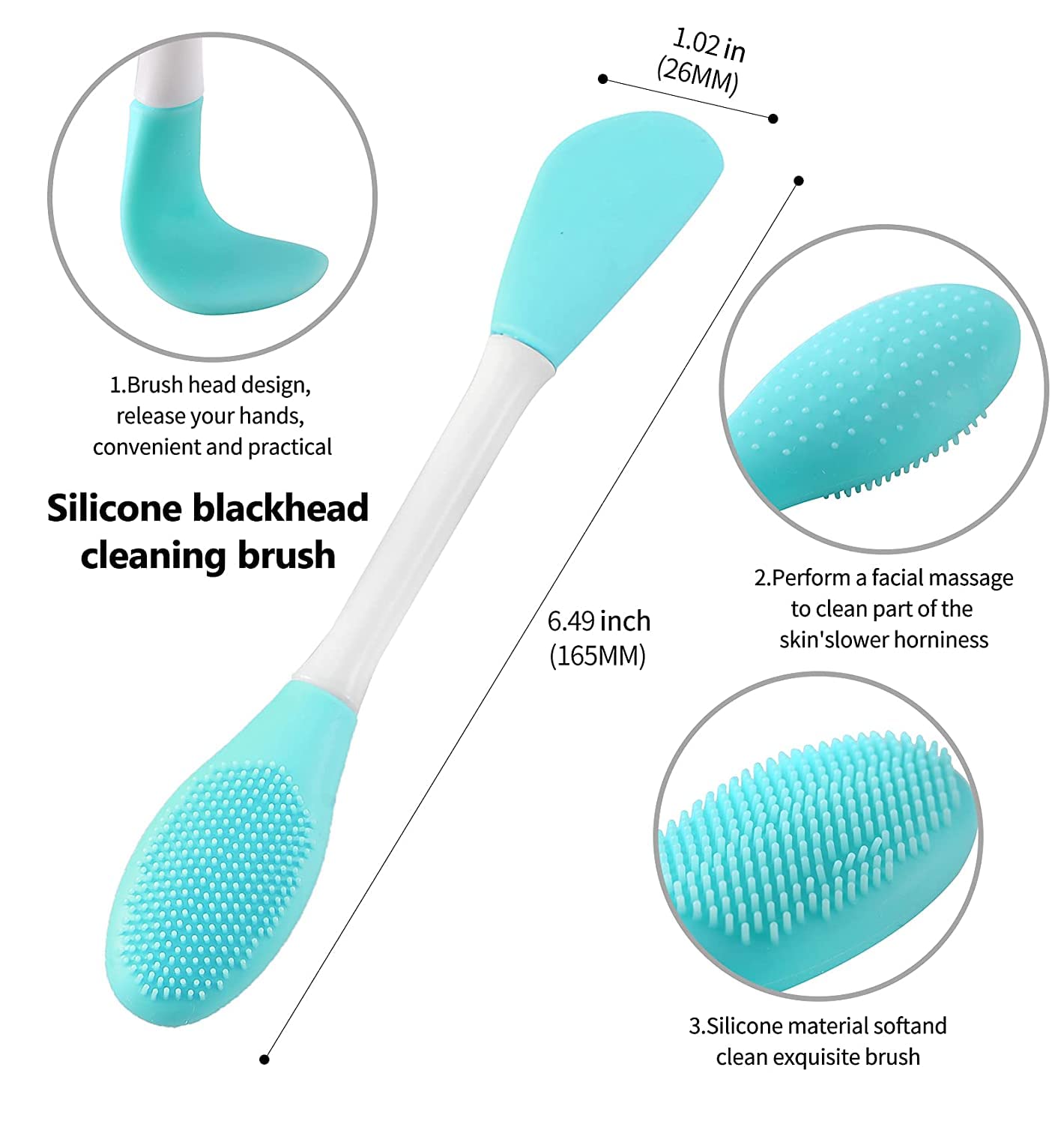 Sei Regina Silicone Face Mask Applicator - Double-Ended Makeup Brush for Mud, Clay & Charcoal Masks | Soft Beauty Tool for Cream & Lotion Application | Perfect for Spa, Skincare Routine & At-Home Facial Treatments