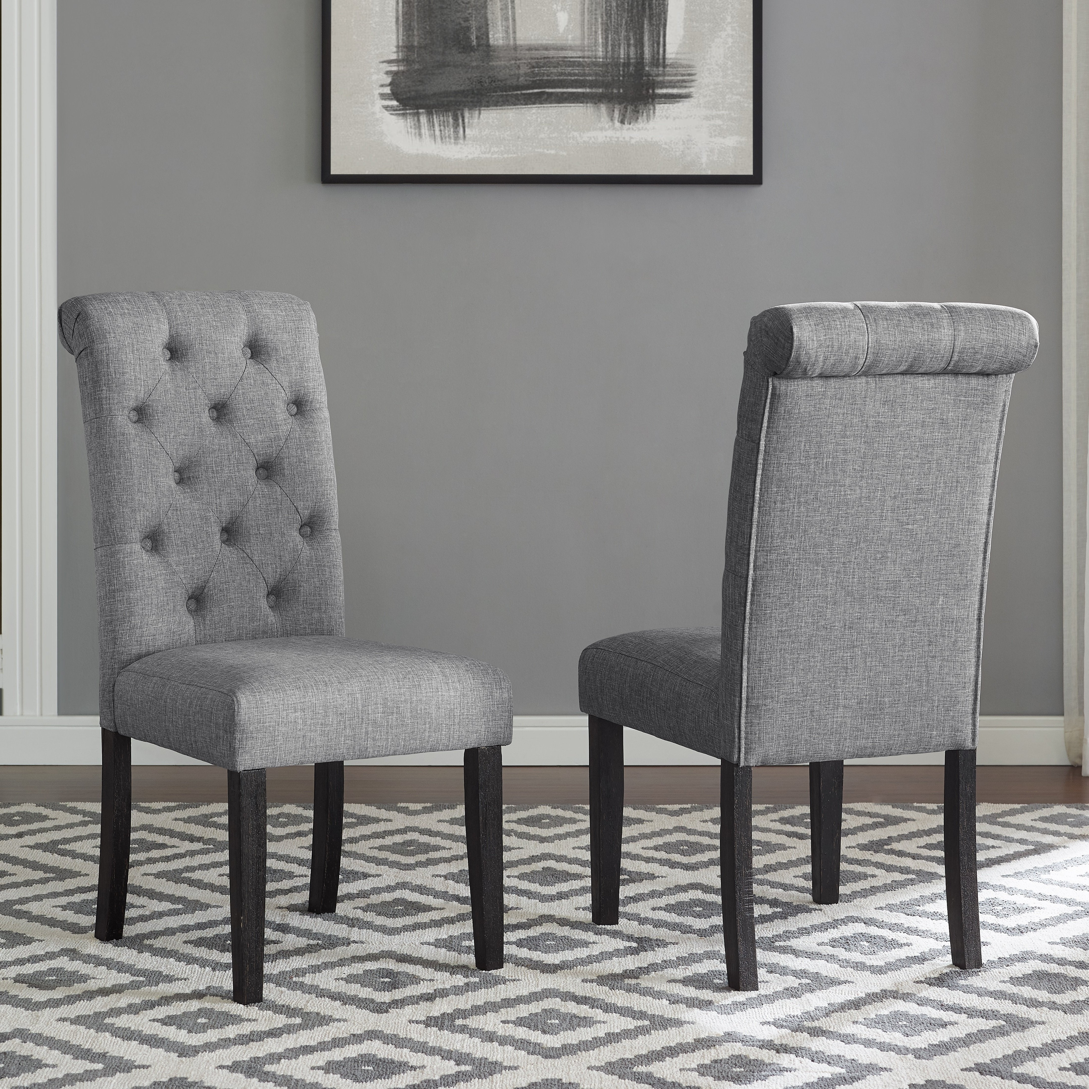 Roundhill Furniture Leviton Urban Style Dining Set - 6-Piece Gray Table and Chairs for Modern Homes | Perfect for Small Space Dining Rooms, Apartments & Breakfast Nooks