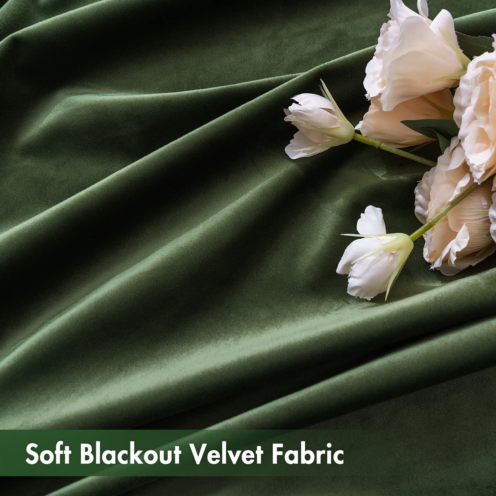 MIULEE Olive Green Velvet Thermal Insulated Blackout Curtains - 108 Inch Long Rod Pocket Drapes for Bedroom & Living Room (Set of 2) - Perfect for Light Blocking, Energy Saving & Home Decor
