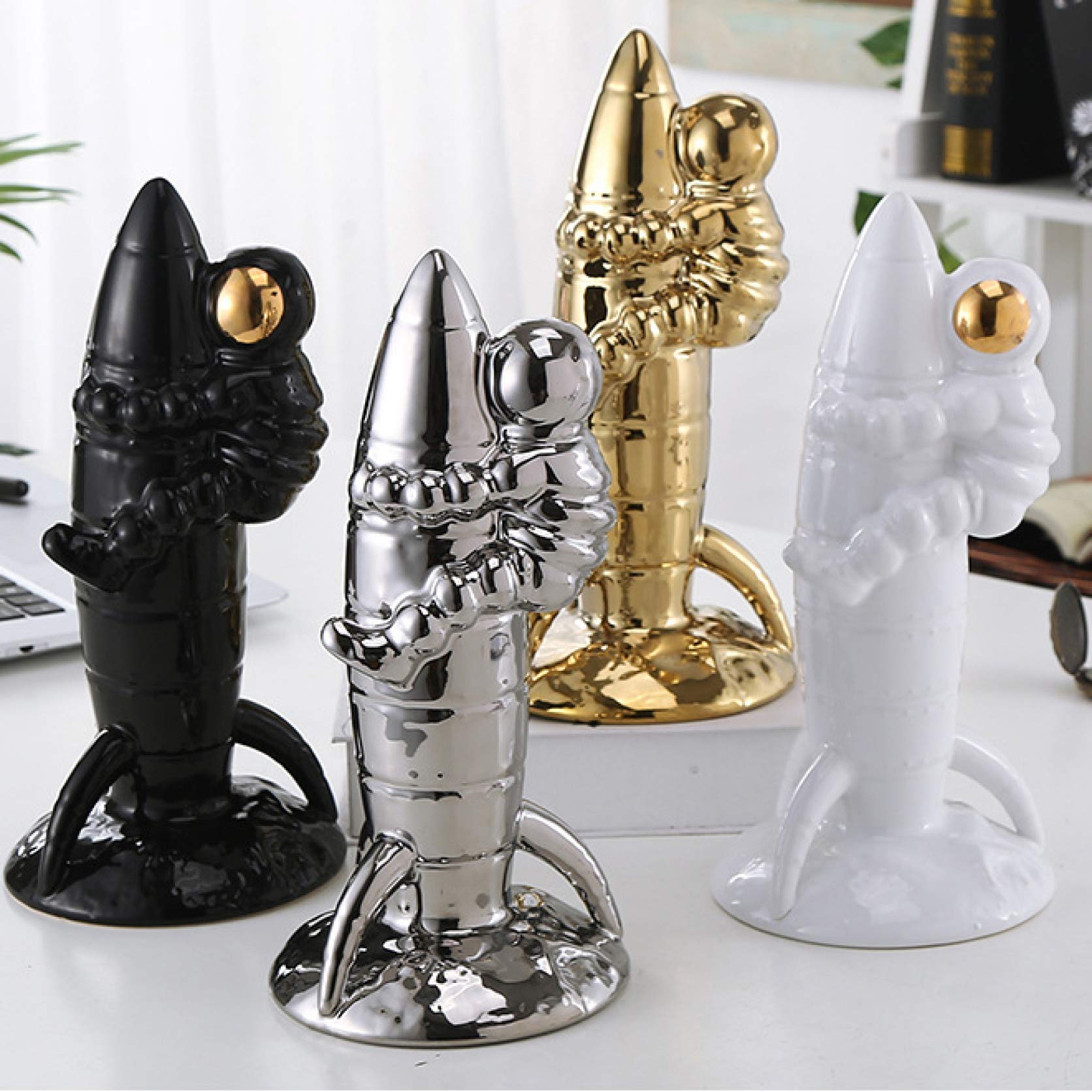 KKONION Ceramic Astronaut Figurine - Glass Micro Landscape Decor for Fish Tank, Home & Office Desk - Unique Space-Themed Decorative Accessories for Aquariums, Bookshelves and Workstations