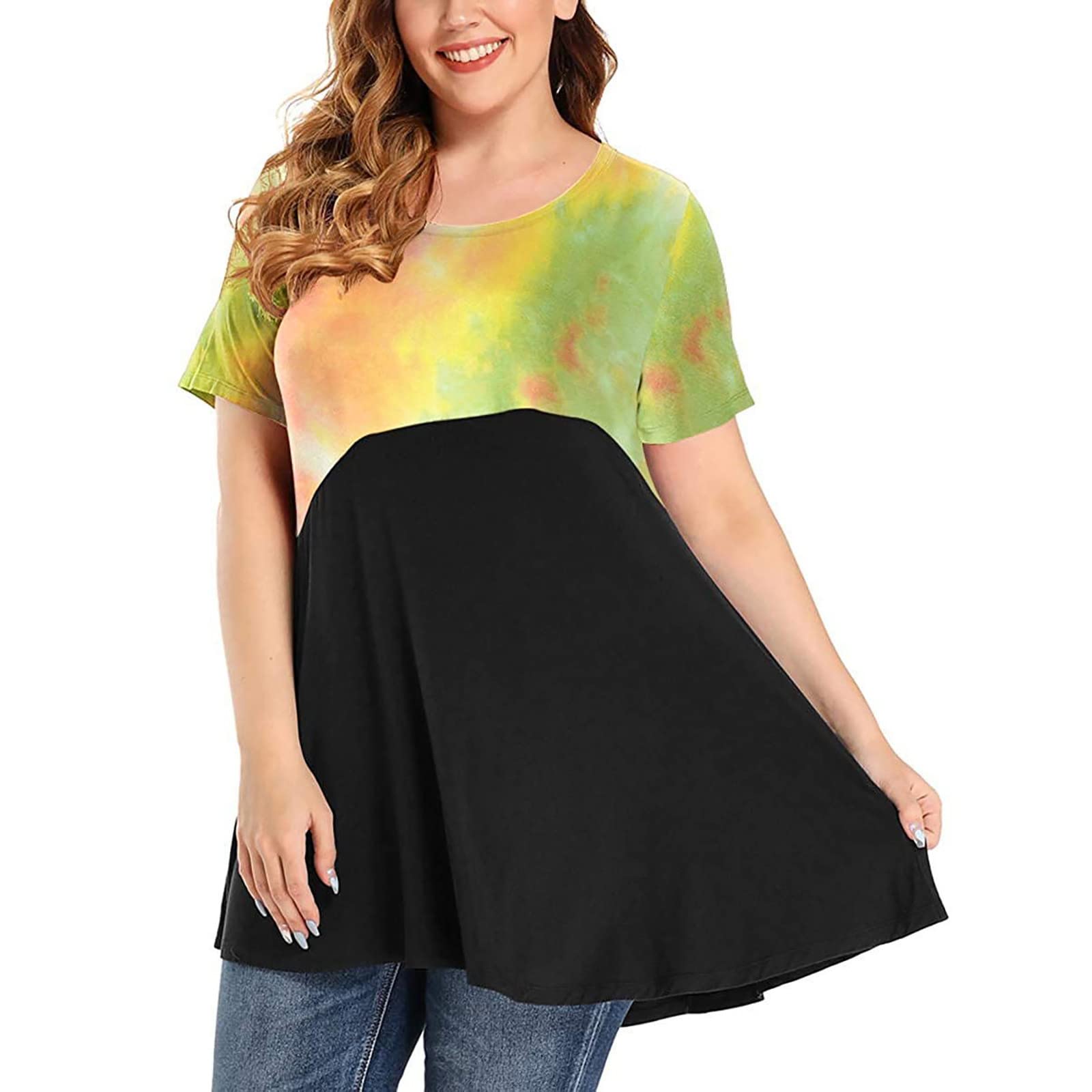 Women's Casual Summer T-Shirt - Loose Swing Tunic Tee with Short Sleeve & Graphic Print | Perfect for Vacation, Beach, Party & Club Wear