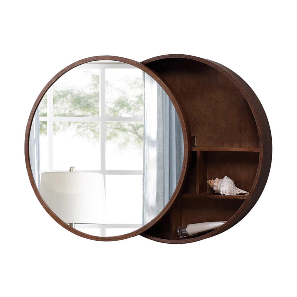 Wall-Mounted Round Mirror with Shelf - Bathroom Vanity Mirror Cabinet for Storage & Organization - Perfect for Small Bathrooms, Powder Rooms & Makeup Areas