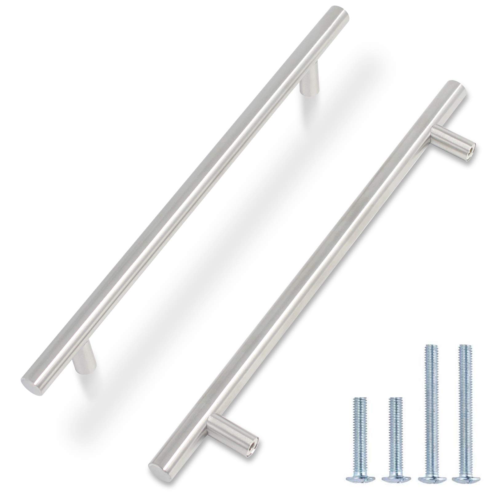 5 Pack Brushed Nickel Drawer Pulls - T-Bar Cabinet Handles for Kitchen & Closet (192mm) - Modern Home Upgrade