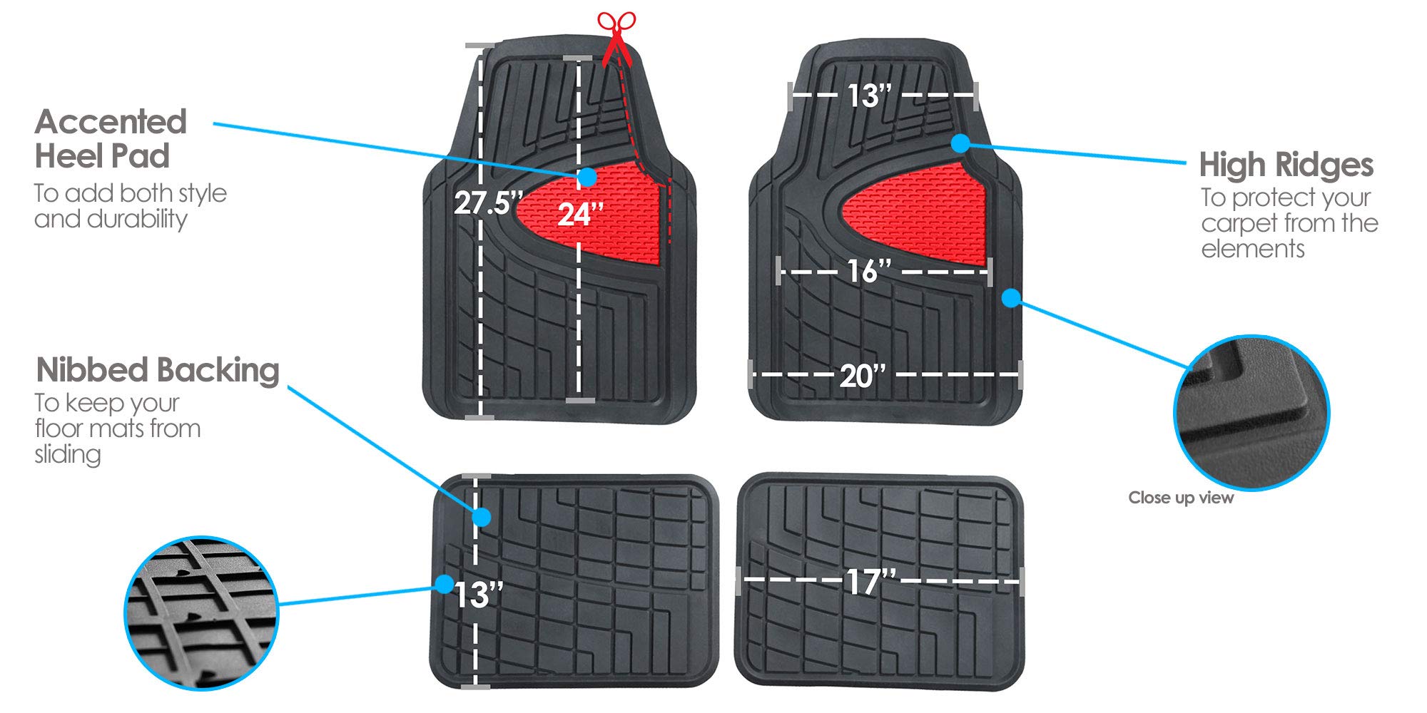 Premium FH GROUP Car Seat Covers & Floor Mats Set with Snake Pattern Steering Wheel Cover - Universal Fit for Trucks, SUVs, Vans (Red/Black) - Durable, Customizable Protection for Road Trips & Daily Commute