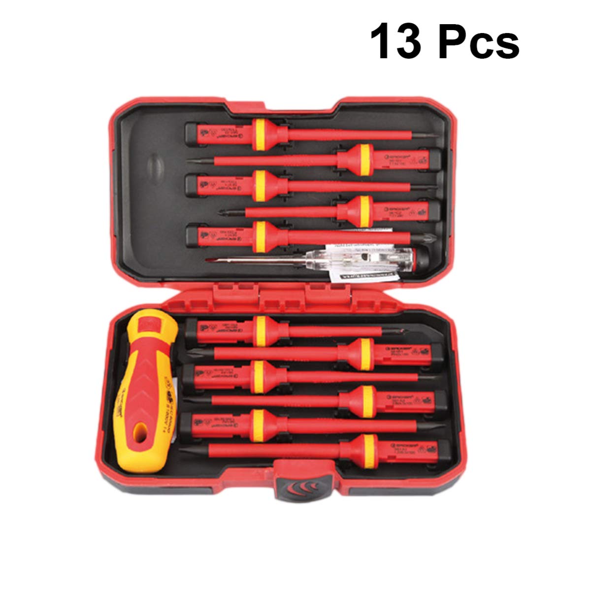 13-Piece Insulated Magnetic Screwdriver Set - Professional Electrician Tools with Multi-Bit Slotted & Phillips Heads - Perfect for DIY, Home Repairs & Electrical Work