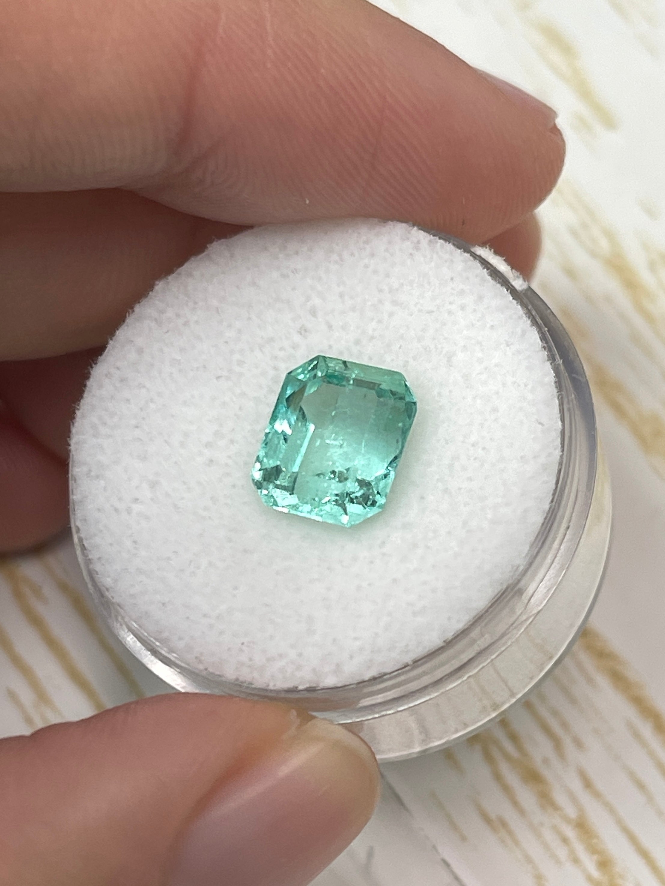 2.87 Carat 9x8mm Seafoam Green Natural Loose Colombian Emerald Gemstone - Emerald Cut for Jewelry Making, Engagement Rings & Luxury Gifts