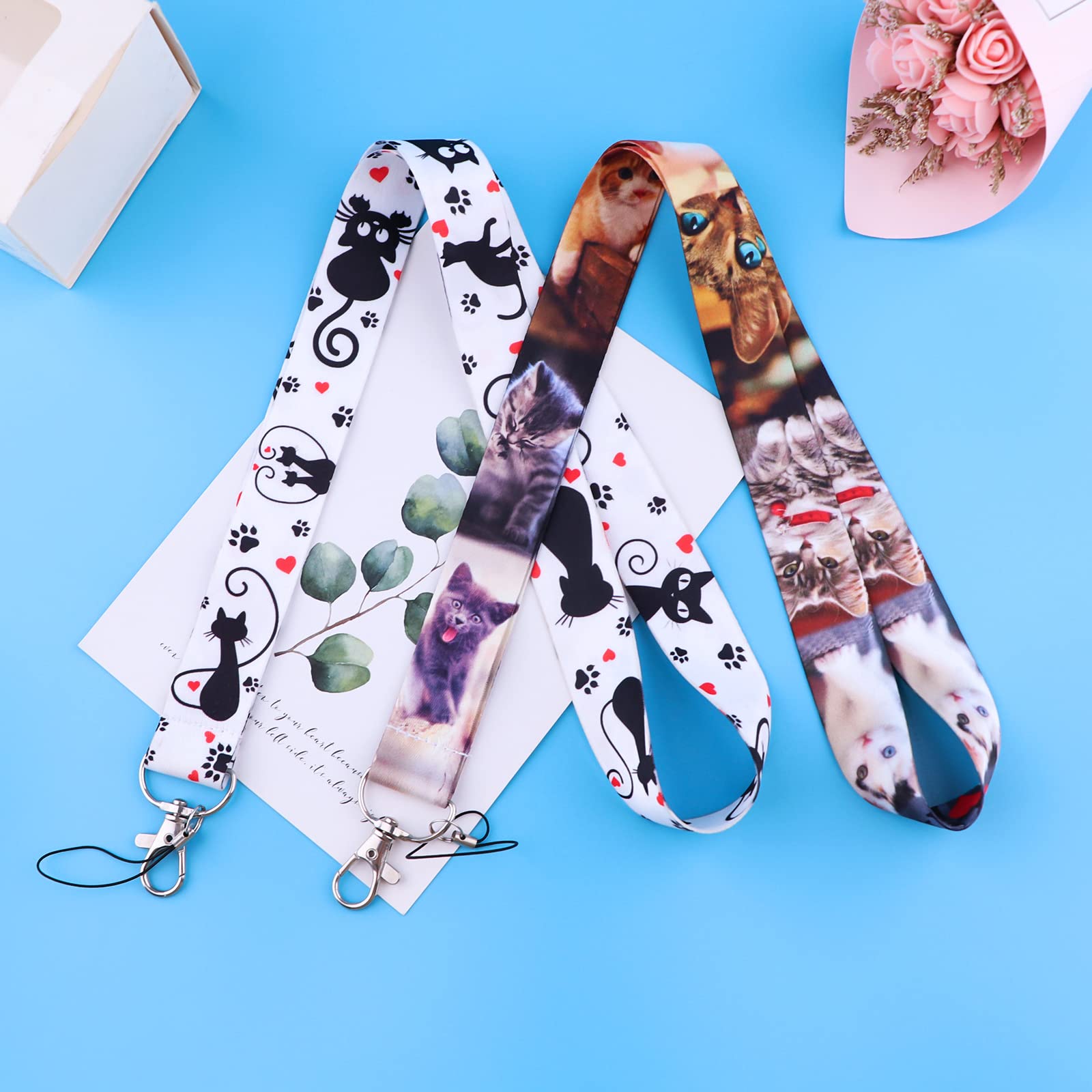 Cute Cat Keychain Lanyards for Women & Kids - 5pcs - School & Office Use