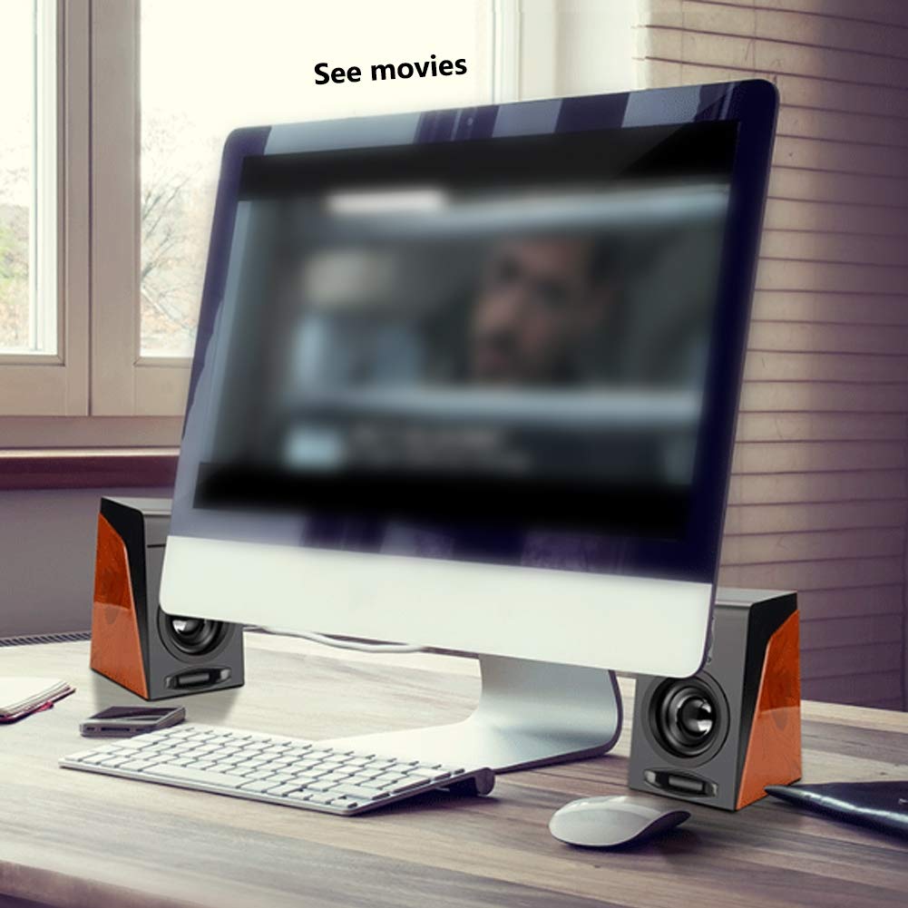 USB Powered Computer Speakers with Mini Bass, Desktop & Laptop Gaming Loudspeaker Box for Home, Office, School, and Online Meetings