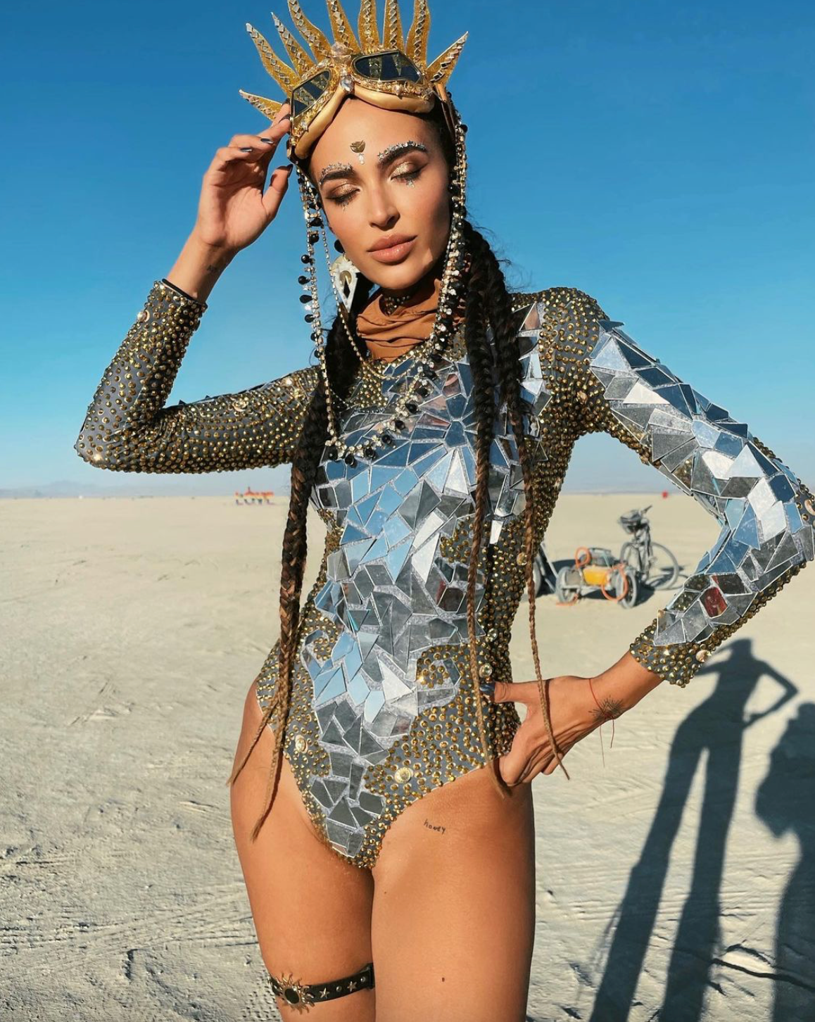 Mirror Bodysuit Jumpsuit - Women's Disco Costume for Festival, Rave & Bridal Party - Shiny Galaxy Outfit for Dance Performance & Cosplay