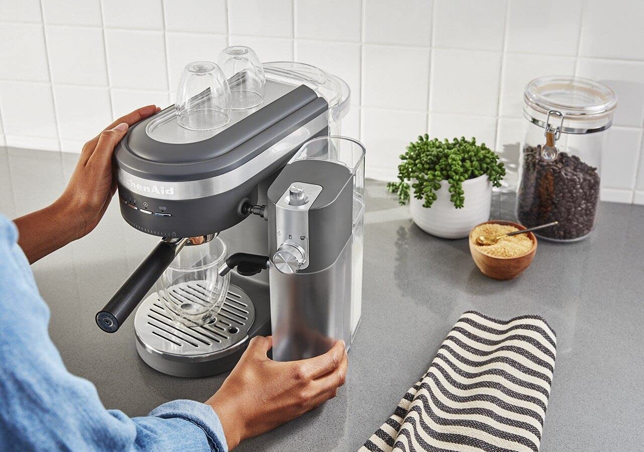 KitchenAid Espresso Machine with Milk Frother - Stainless Steel Coffee Maker for Home Baristas | Perfect for Lattes, Cappuccinos & Home Coffee Shops (Charcoal Grey)