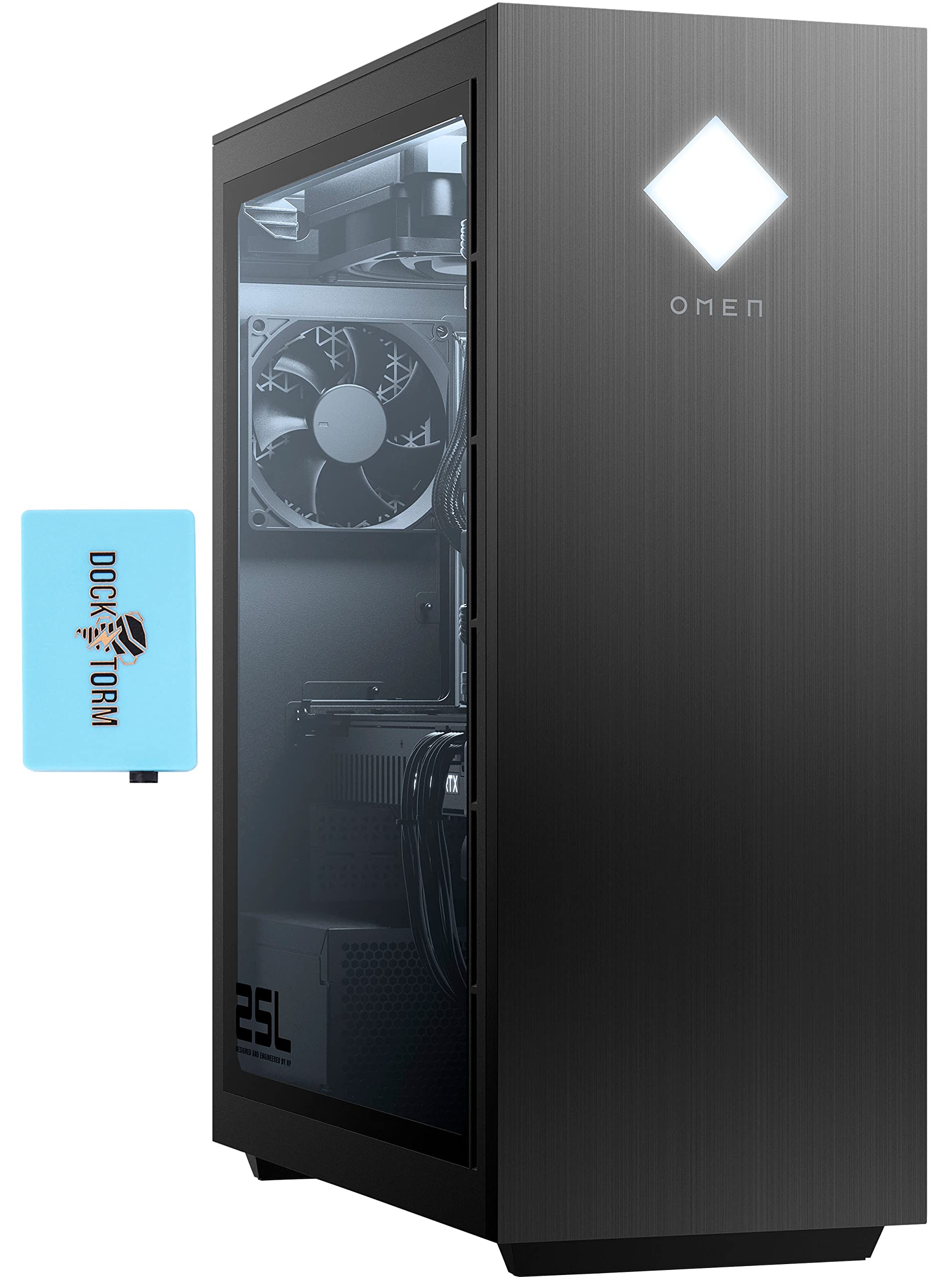 HP OMEN GT12-0124 25L Gaming Desktop PC - Intel Core i5-10400 6-Core Processor, 16GB RAM, 2TB PCIe SSD, NVIDIA GeForce GTX 1660 Super 6GB, WiFi 5, Bluetooth 5.1, Windows 10 Pro - Perfect for Esports, Streaming & High-Performance Gaming