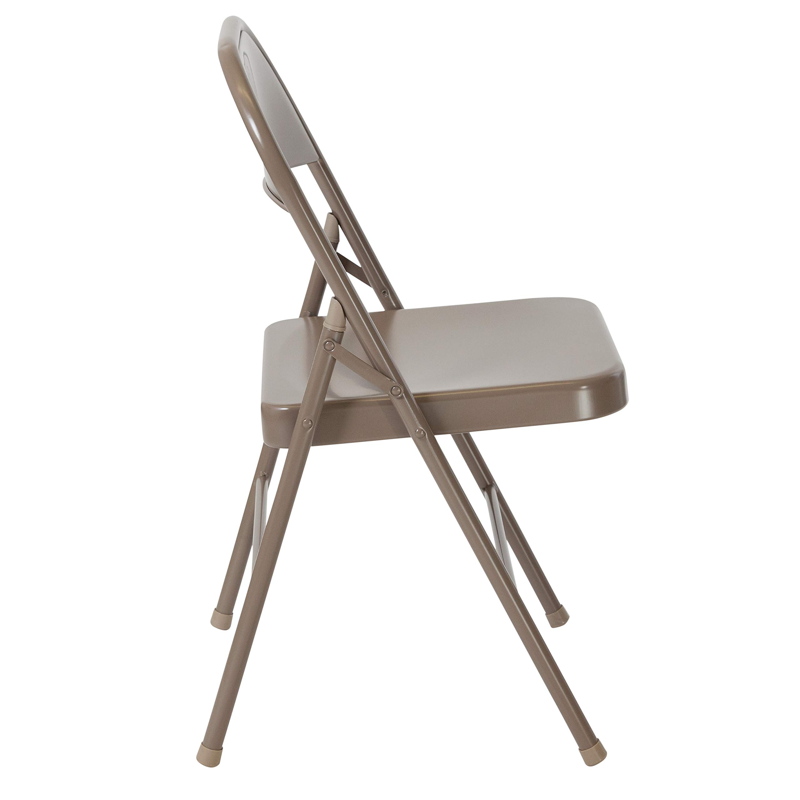 Flash Furniture HERCULES Series Heavy Duty Beige Metal Folding Chair - Double Braced Commercial Grade for Events, Parties, Weddings & Outdoor Gatherings