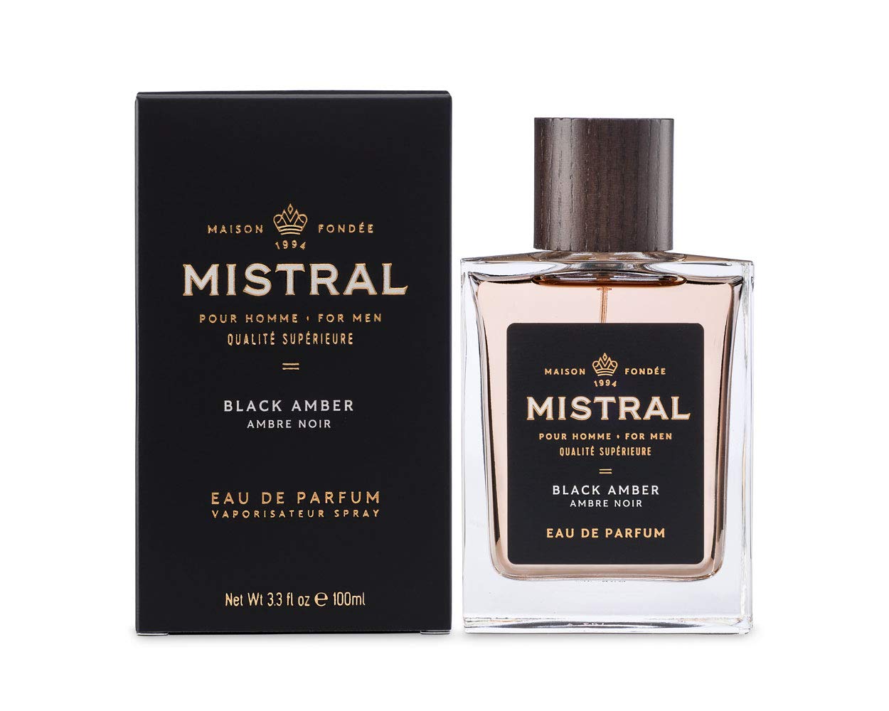 Mistral Men's Cologne for Men - Black Amber Fragrance, 3.4 oz Eau de Toilette Spray | Long Lasting, Premium Scent for Date Night, Office & Special Occasions