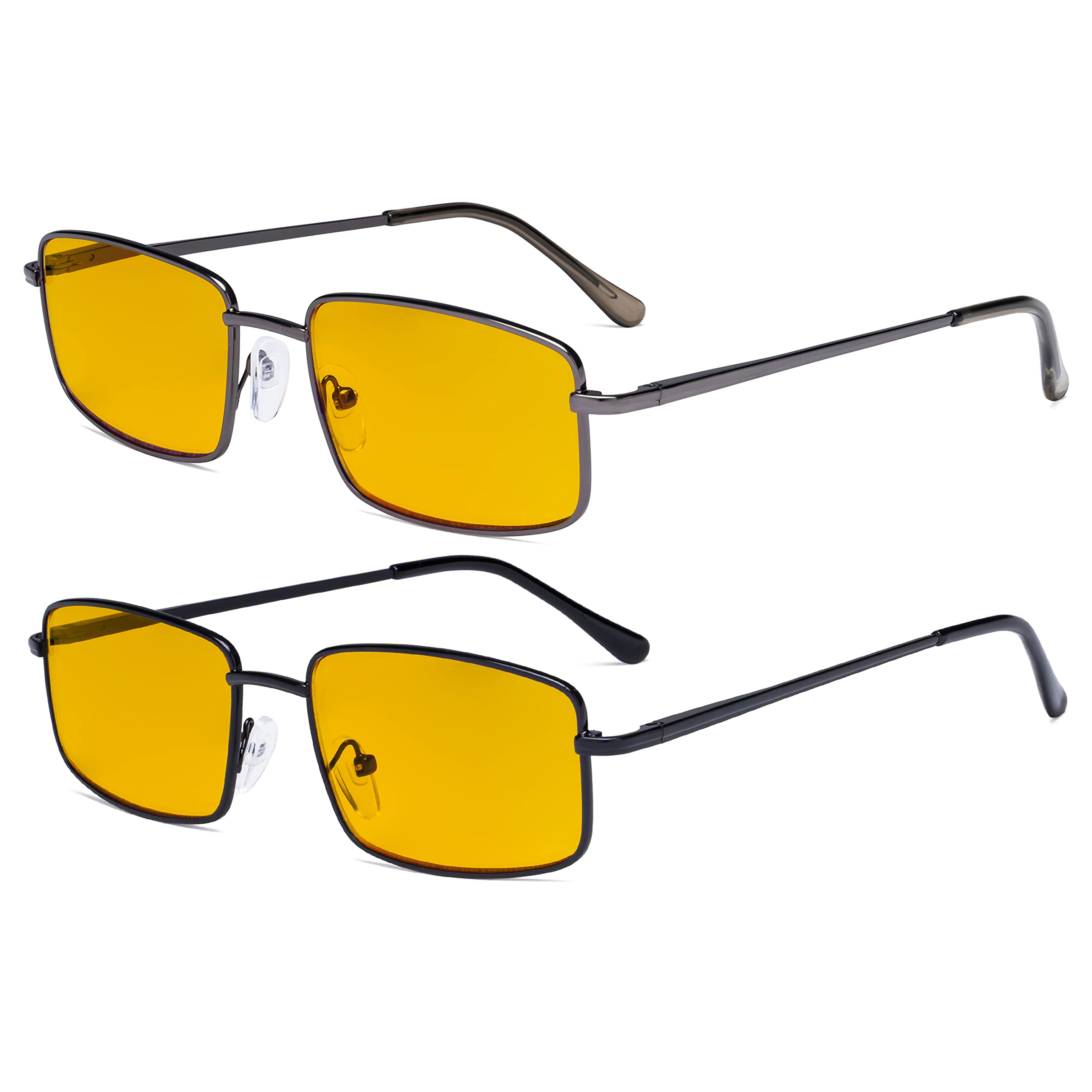 Eyekepper 2 Pack Blue Light Blocking Reading Glasses with Metal Frame - Amber Tinted +2.50 Strength for Computer Use, Gaming & Digital Screen Protection (Perfect for Office Work & Nighttime Reading)